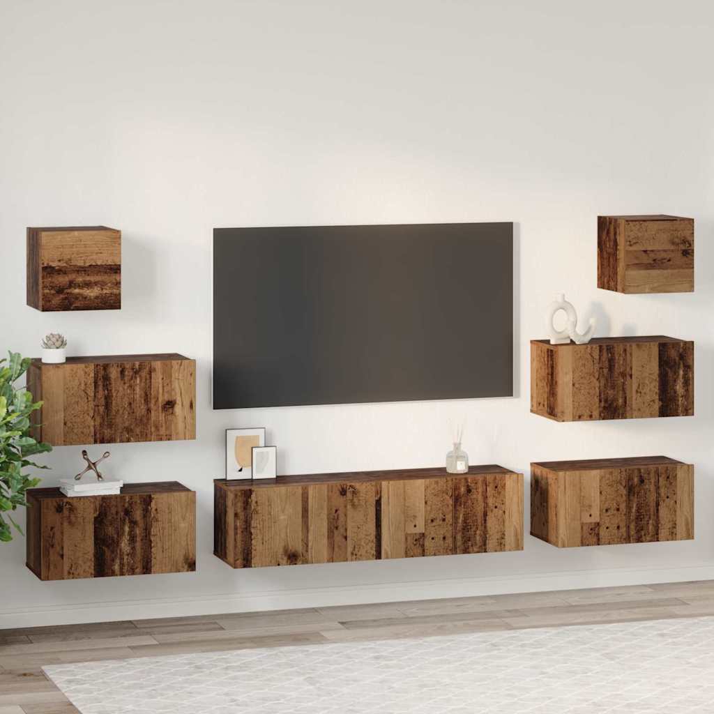 vidaXL Set comodă TV 8 pcs Lemn vechi 60 x 30 x 30 cm Lemn compozit vidaXL Set comodă TV 8 pcs Lemn vechi 60 x 30 x 30 cm Lemn compozit