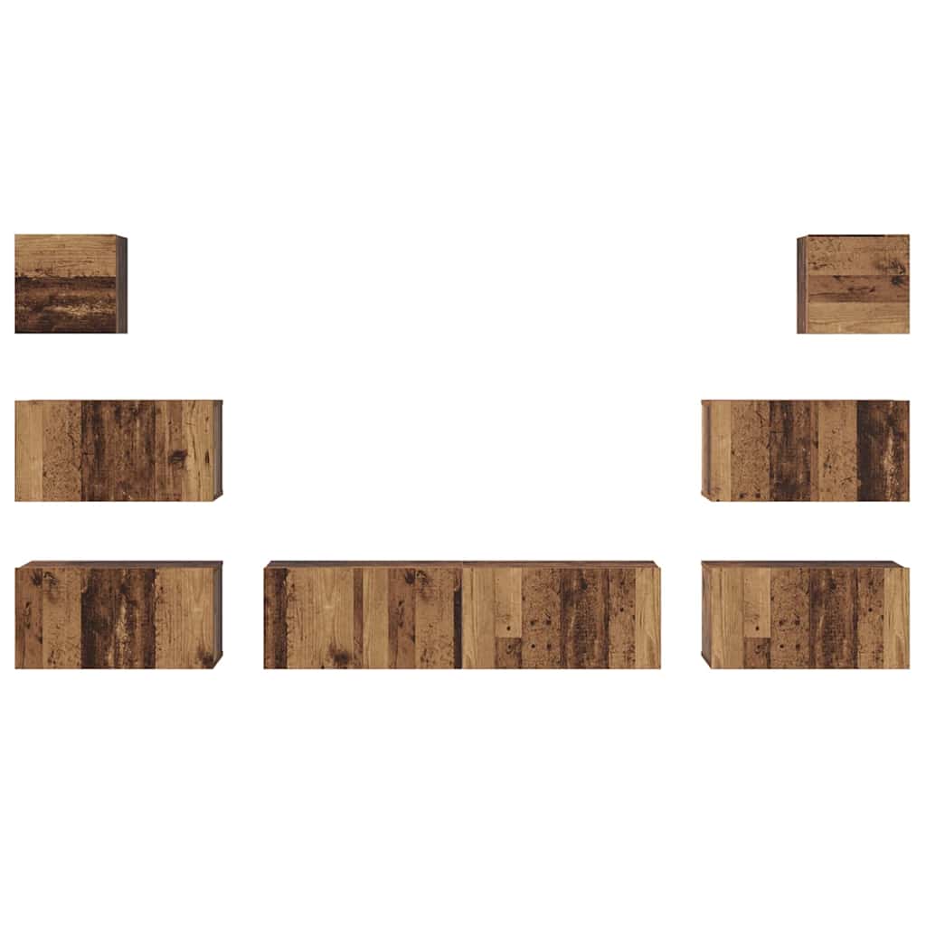 vidaXL Set comodă TV 8 pcs Lemn vechi 60 x 30 x 30 cm Lemn compozit vidaXL Set comodă TV 8 pcs Lemn vechi 60 x 30 x 30 cm Lemn compozit