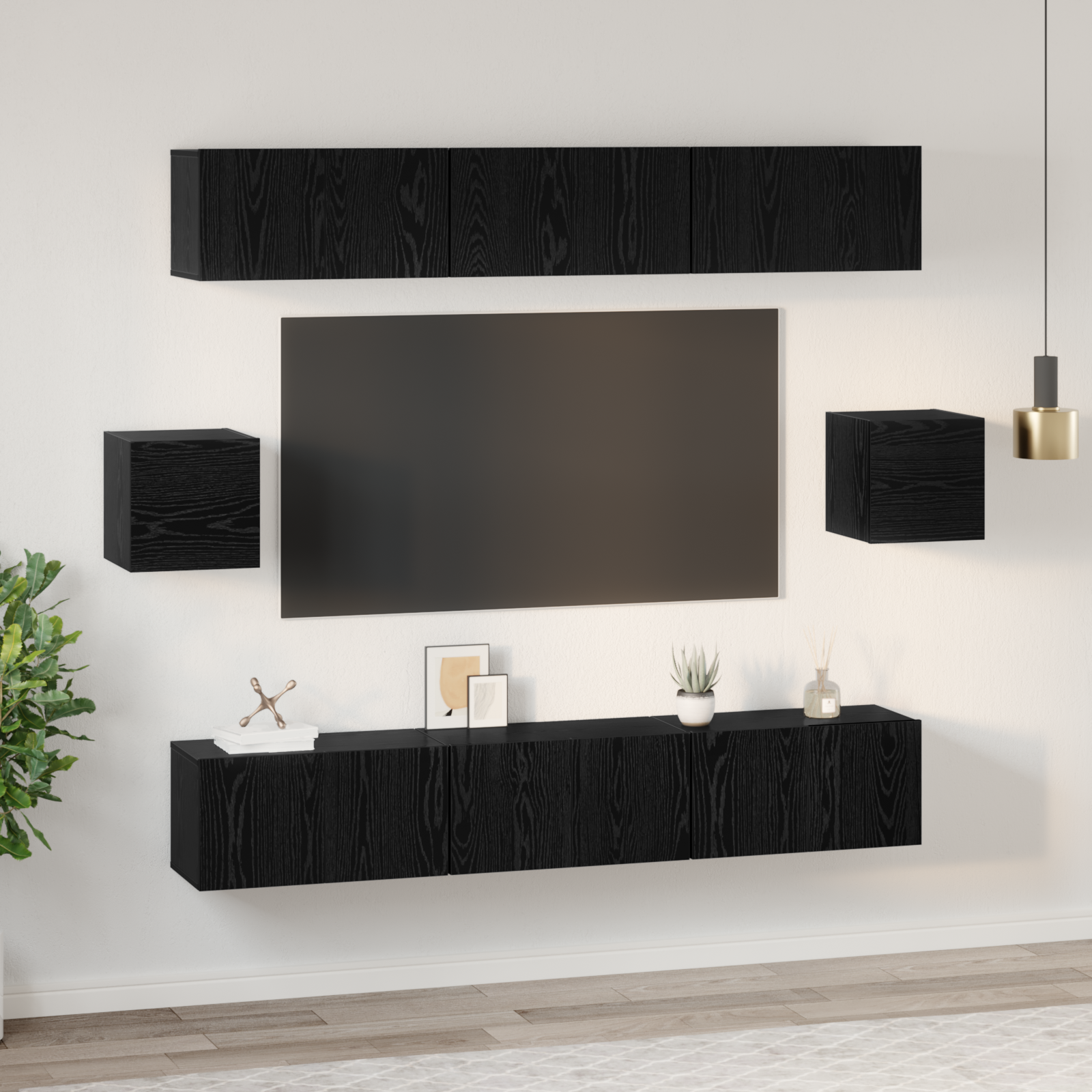 vidaXL Set comodă TV 8 pcs Stejar negru 60 x 30 x 30 cm Lemn compozit vidaXL Set comodă TV 8 pcs Stejar negru 60 x 30 x 30 cm Lemn compozit