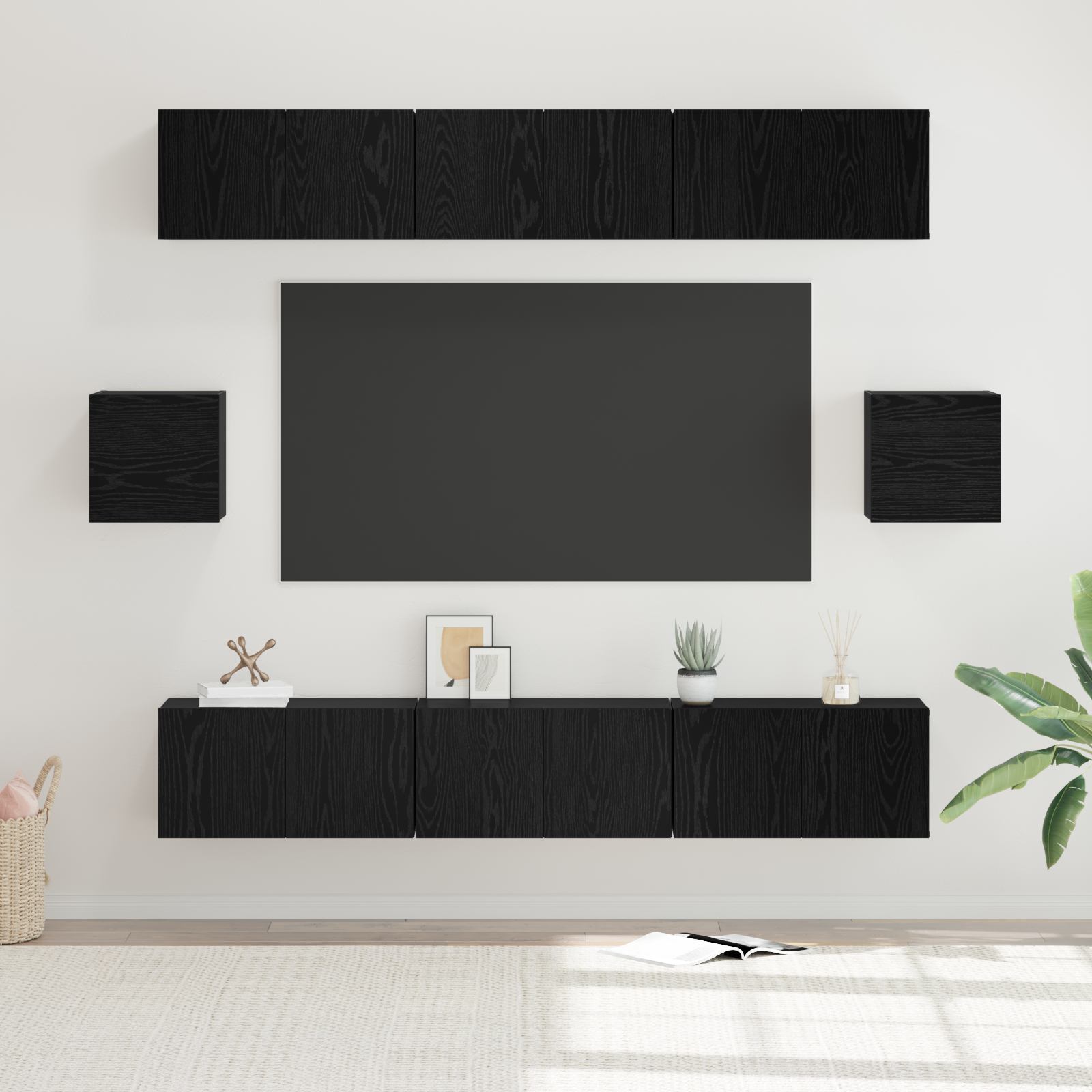 vidaXL Set comodă TV 8 pcs Stejar negru 60 x 30 x 30 cm Lemn compozit vidaXL Set comodă TV 8 pcs Stejar negru 60 x 30 x 30 cm Lemn compozit