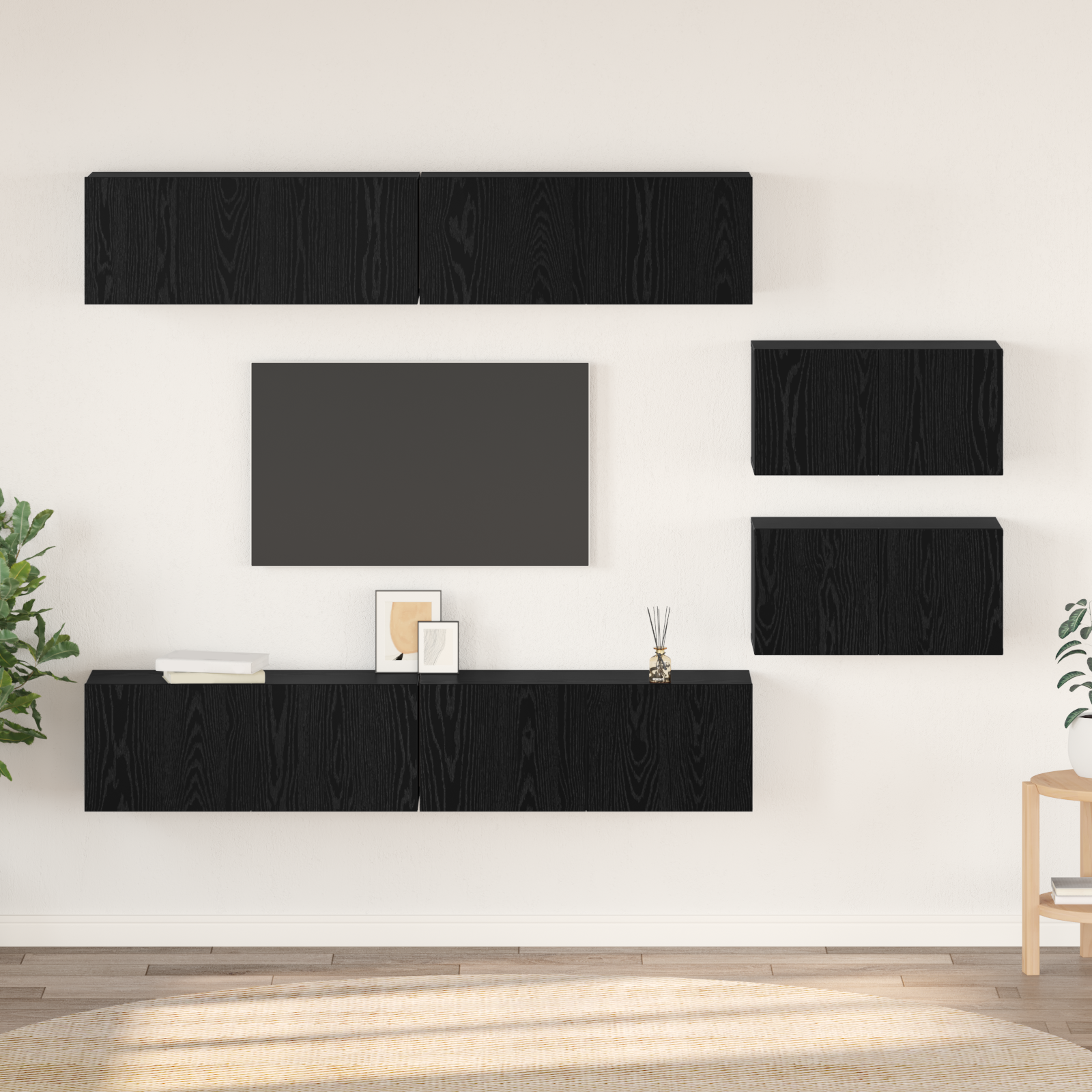 vidaXL Set comodă TV 6 pcs Stejar Negru 80 x 30 x 30.5 cm mic vidaXL Set comodă TV 6 pcs Stejar Negru 80 x 30 x 30.5 cm mic
