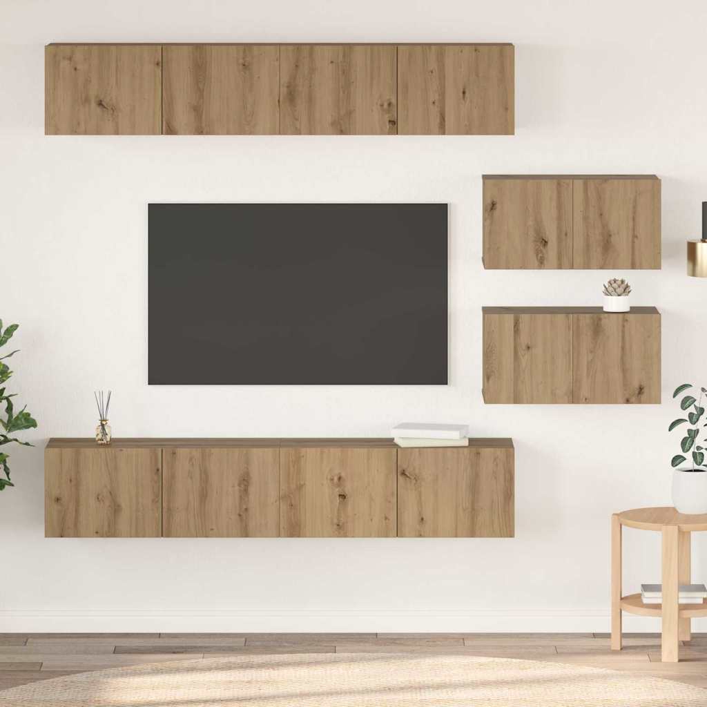 vidaXL Set dulap TV 6 pcs stejar artizanal 80 x 30 x 30 cm Mediu vidaXL Set dulap TV 6 pcs stejar artizanal 80 x 30 x 30 cm Mediu