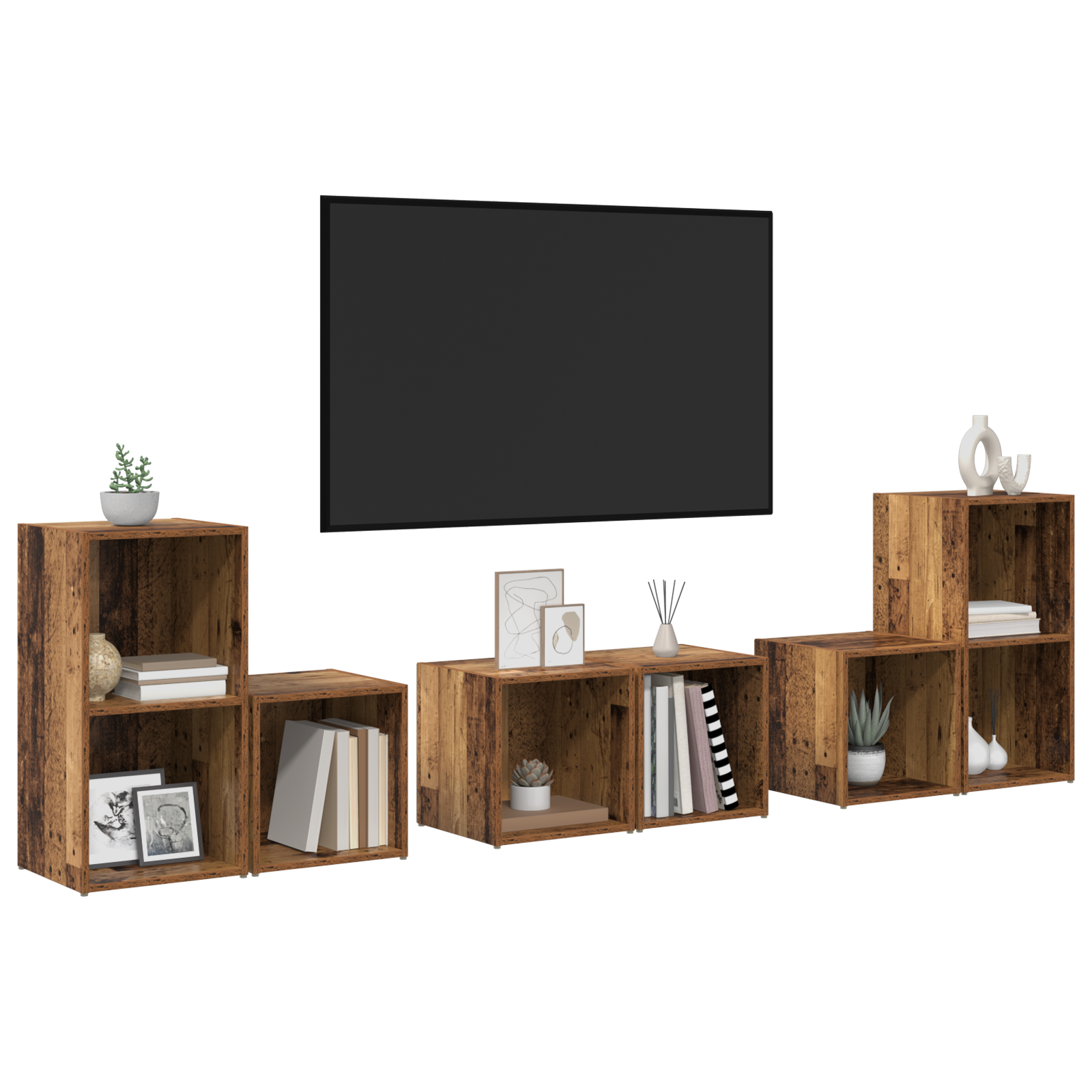 vidaXL Set dulap TV 6 pcs Lemn Vechi 37 x 35 x 72 cm Lemn compozit vidaXL Set dulap TV 6 pcs Lemn Vechi 37 x 35 x 72 cm Lemn compozit