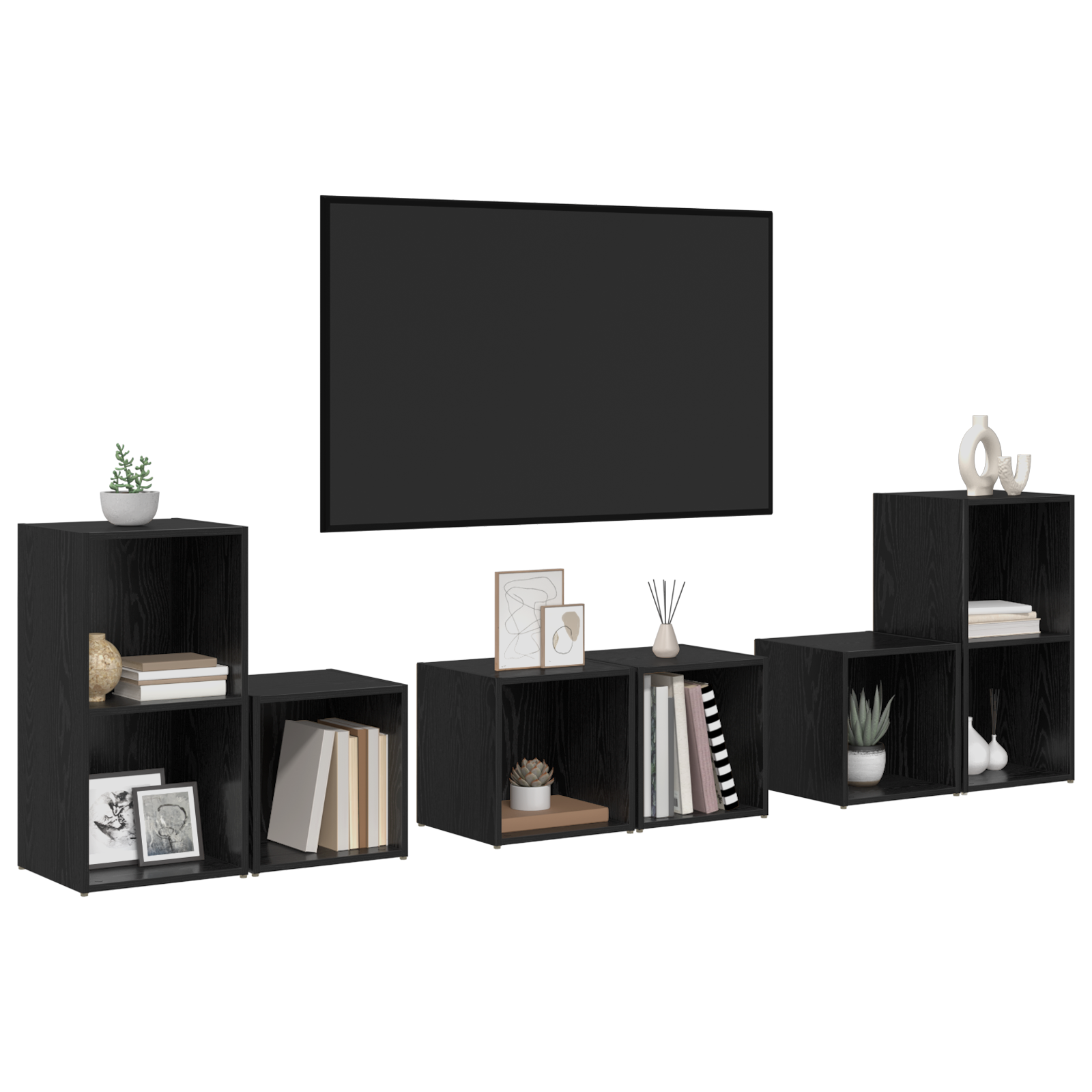 vidaXL Set dulap TV 6 pcs Stejar Negru 37 x 35 x 72 cm Lemn compozit vidaXL Set dulap TV 6 pcs Stejar Negru 37 x 35 x 72 cm Lemn compozit
