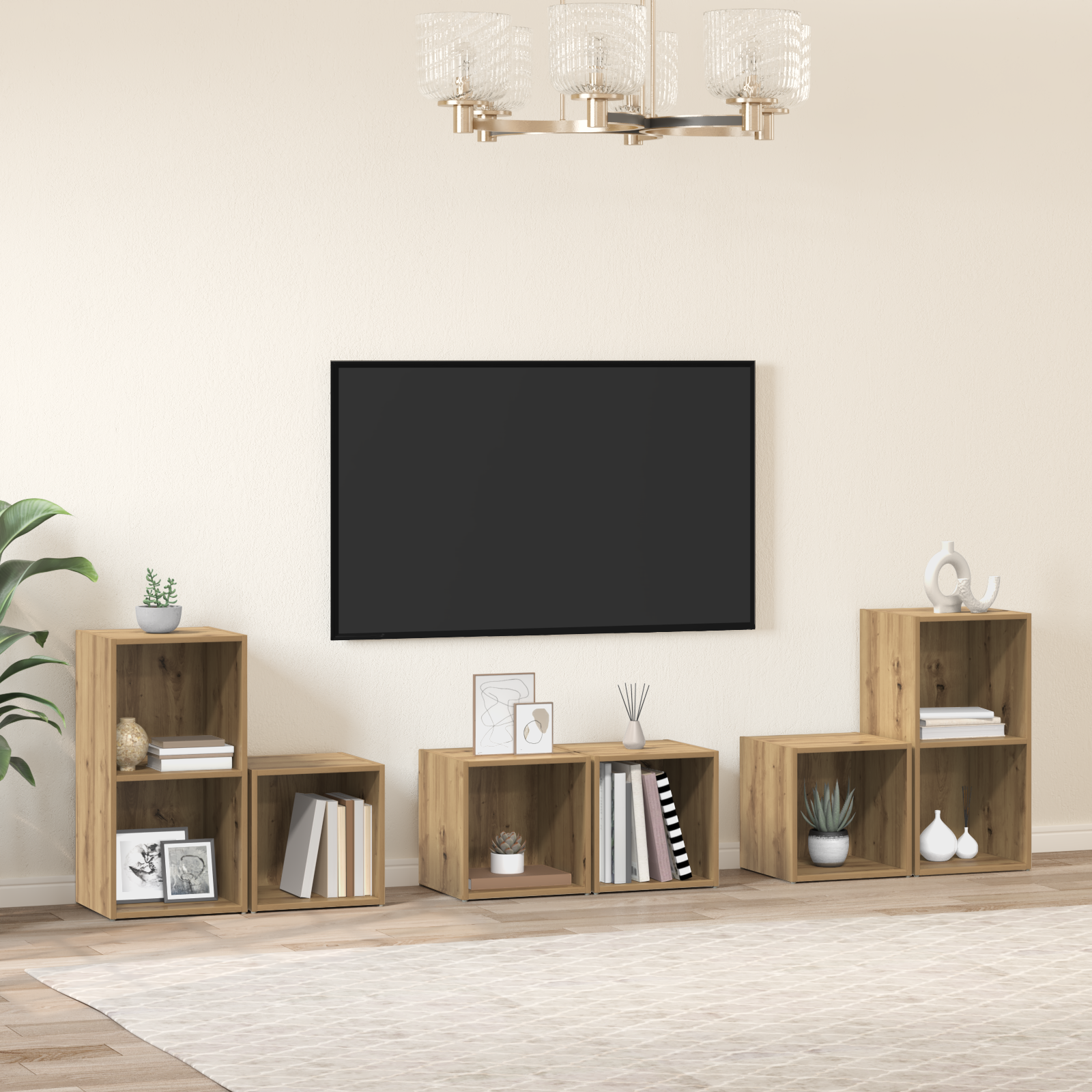vidaXL Set dulap TV 6 pcs Stejar Artizanal 37 x 35 x 72 cm vidaXL Set dulap TV 6 pcs Stejar Artizanal 37 x 35 x 72 cm