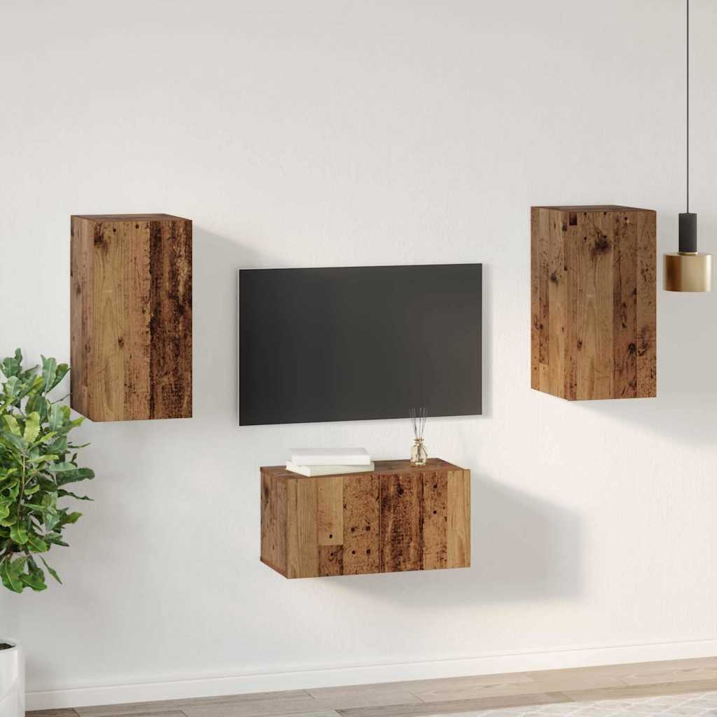 vidaXL Set comodă TV 3 pcs Lemn vechi 60 x 30 x 30 cm Lemn compozit vidaXL Set comodă TV 3 pcs Lemn vechi 60 x 30 x 30 cm Lemn compozit