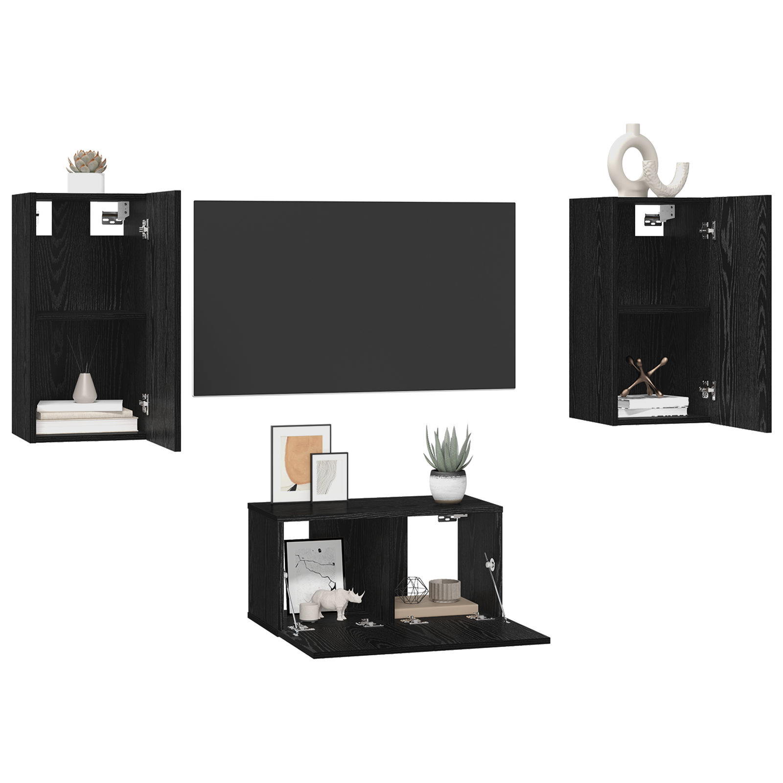 vidaXL Set comodă TV 3 pcs Stejar negru 60 x 30 x 30 cm Lemn compozit vidaXL Set comodă TV 3 pcs Stejar negru 60 x 30 x 30 cm Lemn compozit