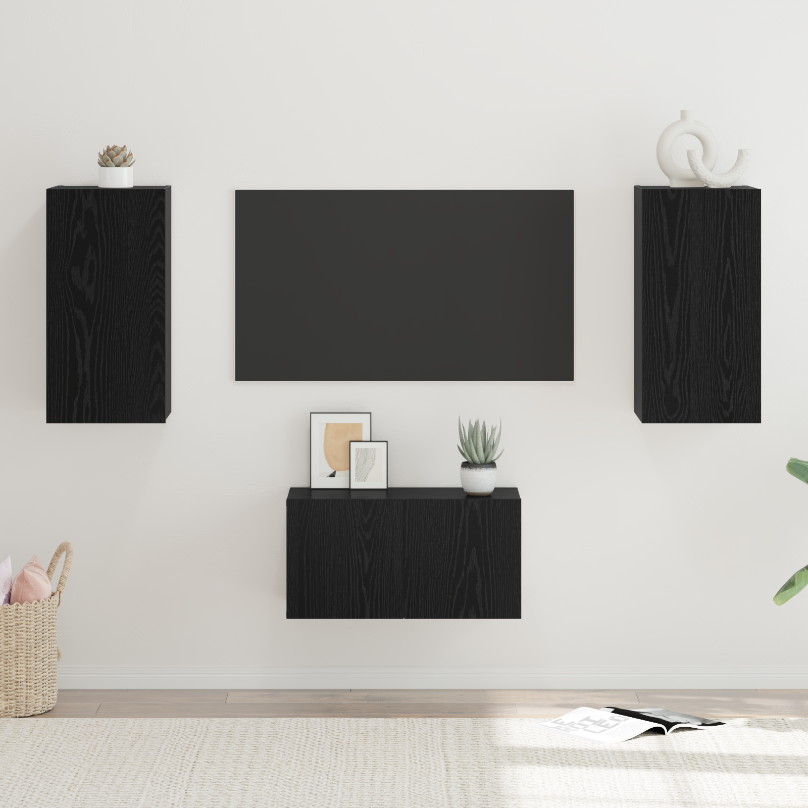 vidaXL Set comodă TV 3 pcs Stejar negru 60 x 30 x 30 cm Lemn compozit vidaXL Set comodă TV 3 pcs Stejar negru 60 x 30 x 30 cm Lemn compozit