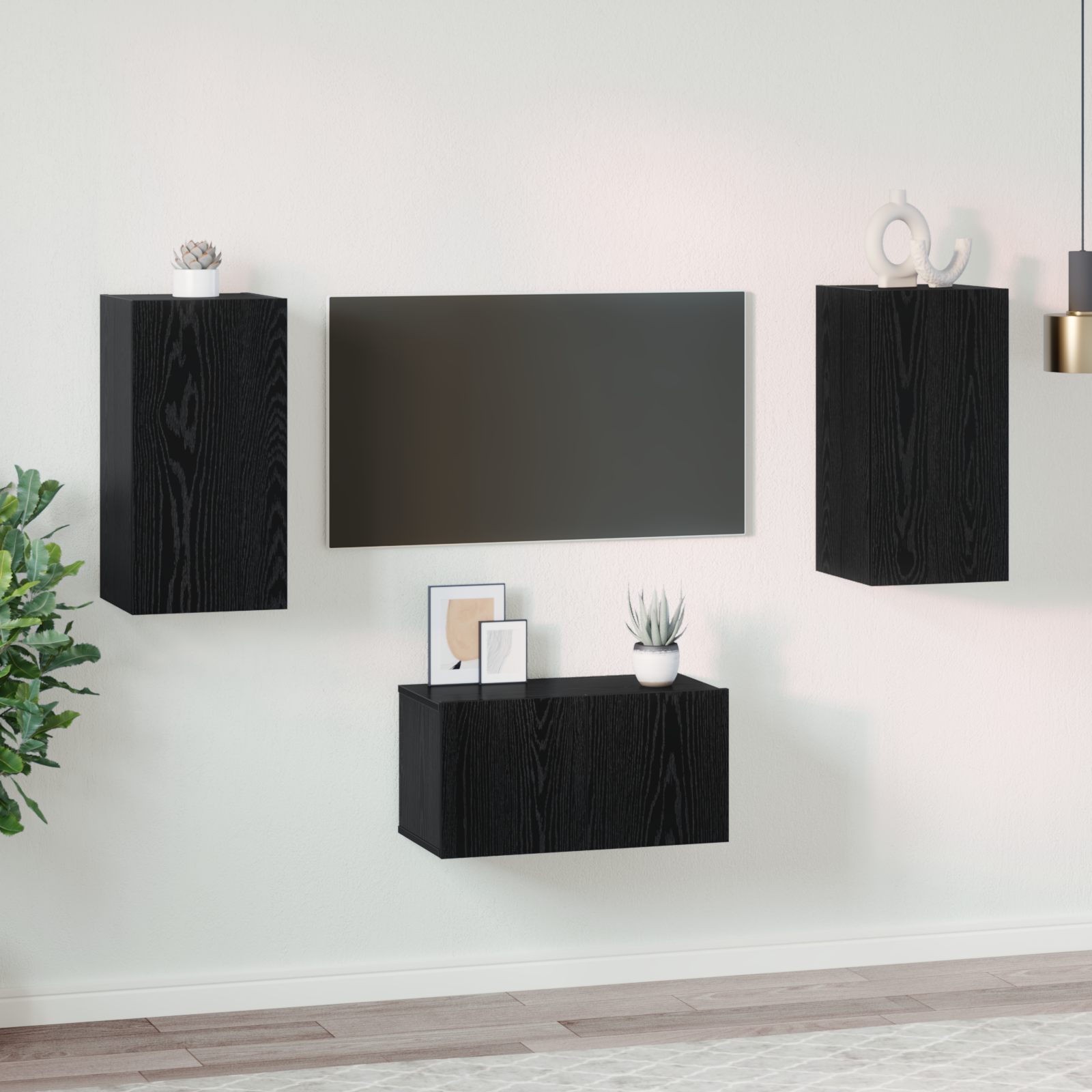 vidaXL Set comodă TV 3 pcs Stejar negru 60 x 30 x 30 cm Lemn compozit vidaXL Set comodă TV 3 pcs Stejar negru 60 x 30 x 30 cm Lemn compozit
