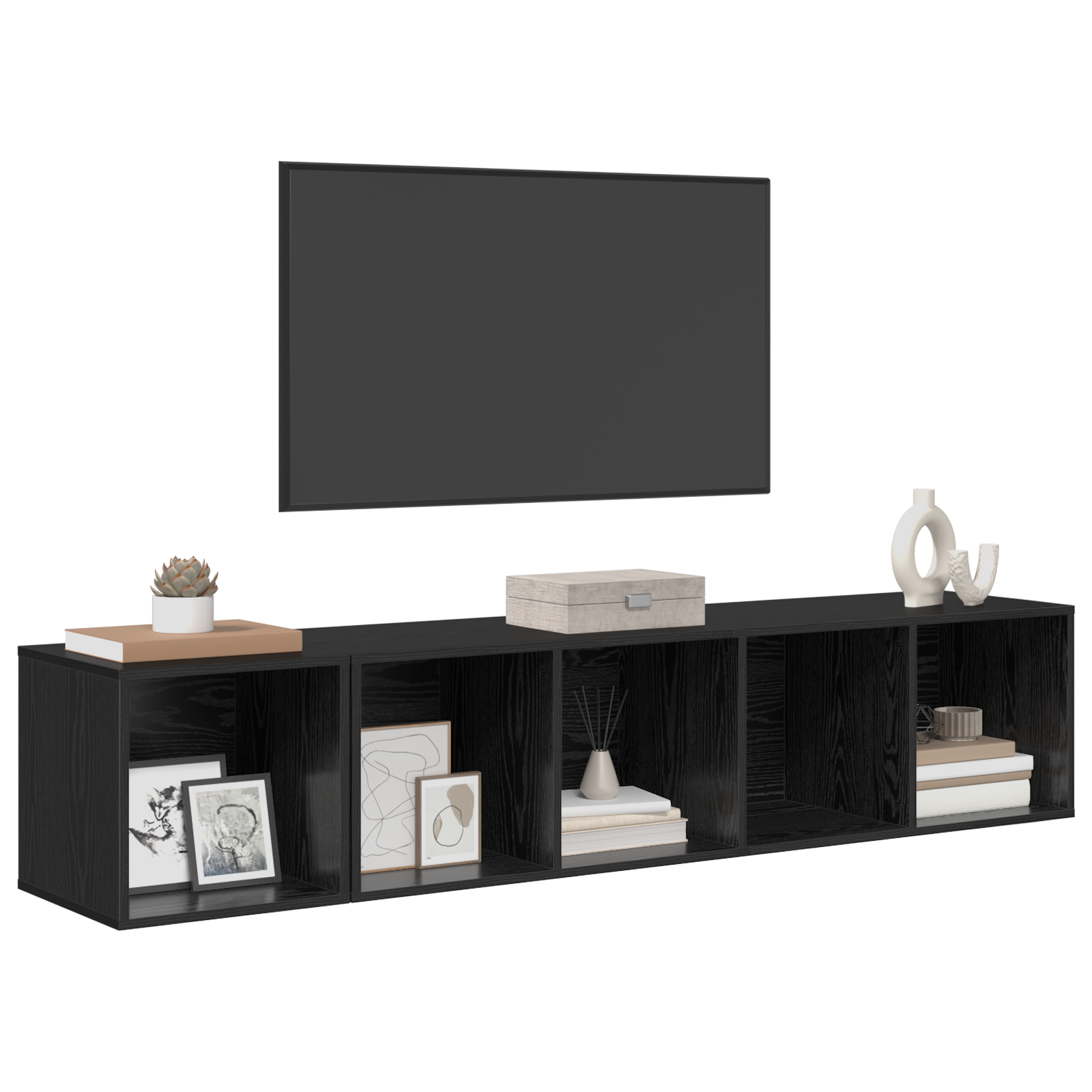 vidaXL Set dulap TV Pe perete 2 pcs Stejar negru 37 x 37 x 142.5 cm vidaXL Set dulap TV Pe perete 2 pcs Stejar negru 37 x 37 x 142.5 cm