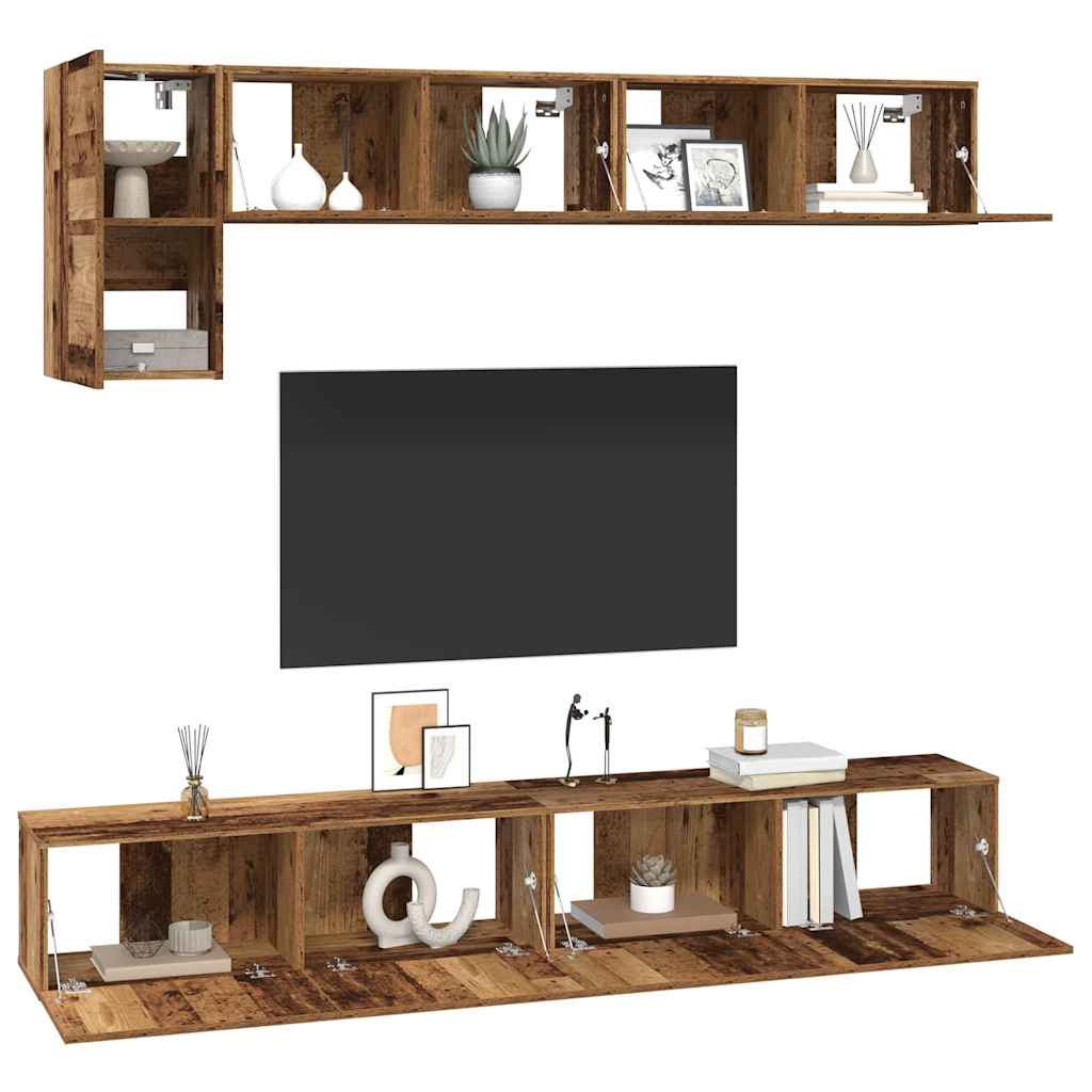 vidaXL Set comodă TV 5 pcs Lemn vechi 100 x 30 x 30 cm Lemn compozit vidaXL Set comodă TV 5 pcs Lemn vechi 100 x 30 x 30 cm Lemn compozit