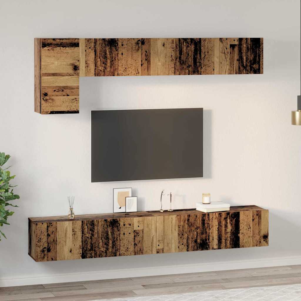 vidaXL Set comodă TV 5 pcs Lemn vechi 100 x 30 x 30 cm Lemn compozit vidaXL Set comodă TV 5 pcs Lemn vechi 100 x 30 x 30 cm Lemn compozit
