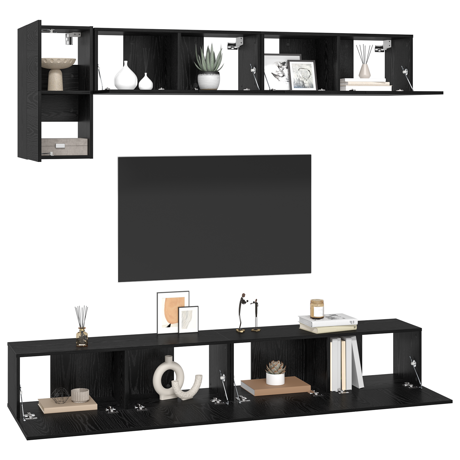 vidaXL Set comodă TV 5 pcs Stejar negru 100 x 30 x 30 cm Lemn compozit vidaXL Set comodă TV 5 pcs Stejar negru 100 x 30 x 30 cm Lemn compozit