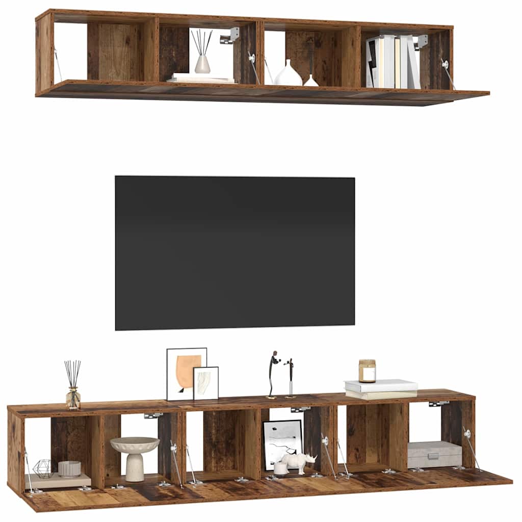 vidaXL Set comodă TV 5 pcs Lemn vechi 100 x 30 x 30 cm Lemn compozit vidaXL Set comodă TV 5 pcs Lemn vechi 100 x 30 x 30 cm Lemn compozit