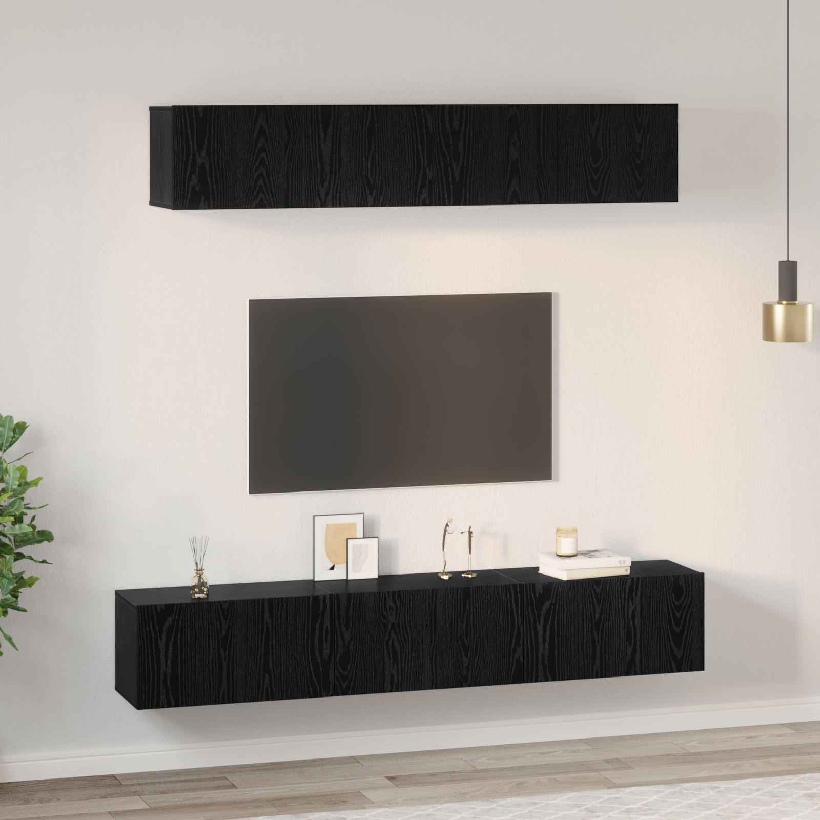 vidaXL Set comodă TV 5 pcs Stejar negru 100 x 30 x 30 cm Lemn compozit vidaXL Set comodă TV 5 pcs Stejar negru 100 x 30 x 30 cm Lemn compozit