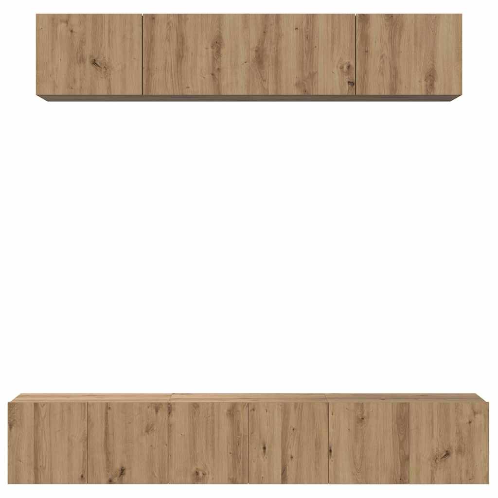 vidaXL Set comodă TV Pe perete 5 pcs stejar artizanal 100 x 30 x 30 cm vidaXL Set comodă TV Pe perete 5 pcs stejar artizanal 100 x 30 x 30 cm