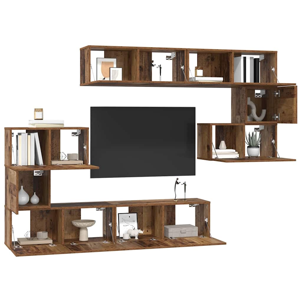 vidaXL Set comodă TV 8 pcs Lemn vechi 80 x 30 x 30 cm Lemn compozit vidaXL Set comodă TV 8 pcs Lemn vechi 80 x 30 x 30 cm Lemn compozit