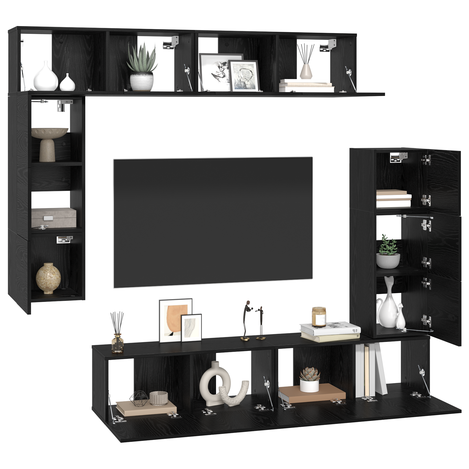 vidaXL Set comodă TV 8 pcs Stejar negru 80 x 30 x 30 cm Lemn compozit vidaXL Set comodă TV 8 pcs Stejar negru 80 x 30 x 30 cm Lemn compozit