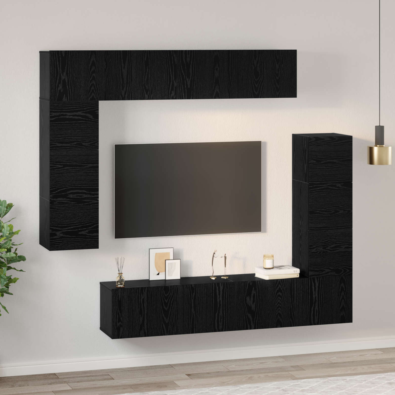 vidaXL Set comodă TV 8 pcs Stejar negru 80 x 30 x 30 cm Lemn compozit vidaXL Set comodă TV 8 pcs Stejar negru 80 x 30 x 30 cm Lemn compozit