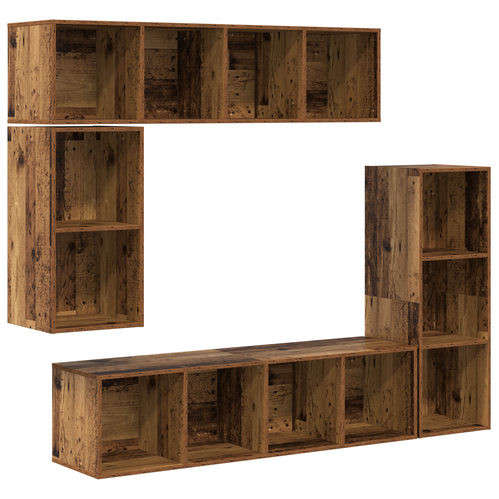 vidaXL Set comodă TV 4 pcs Lemn vechi 37 x 37 x 142.5 cm Lemn compozit vidaXL Set comodă TV 4 pcs Lemn vechi 37 x 37 x 142.5 cm Lemn compozit