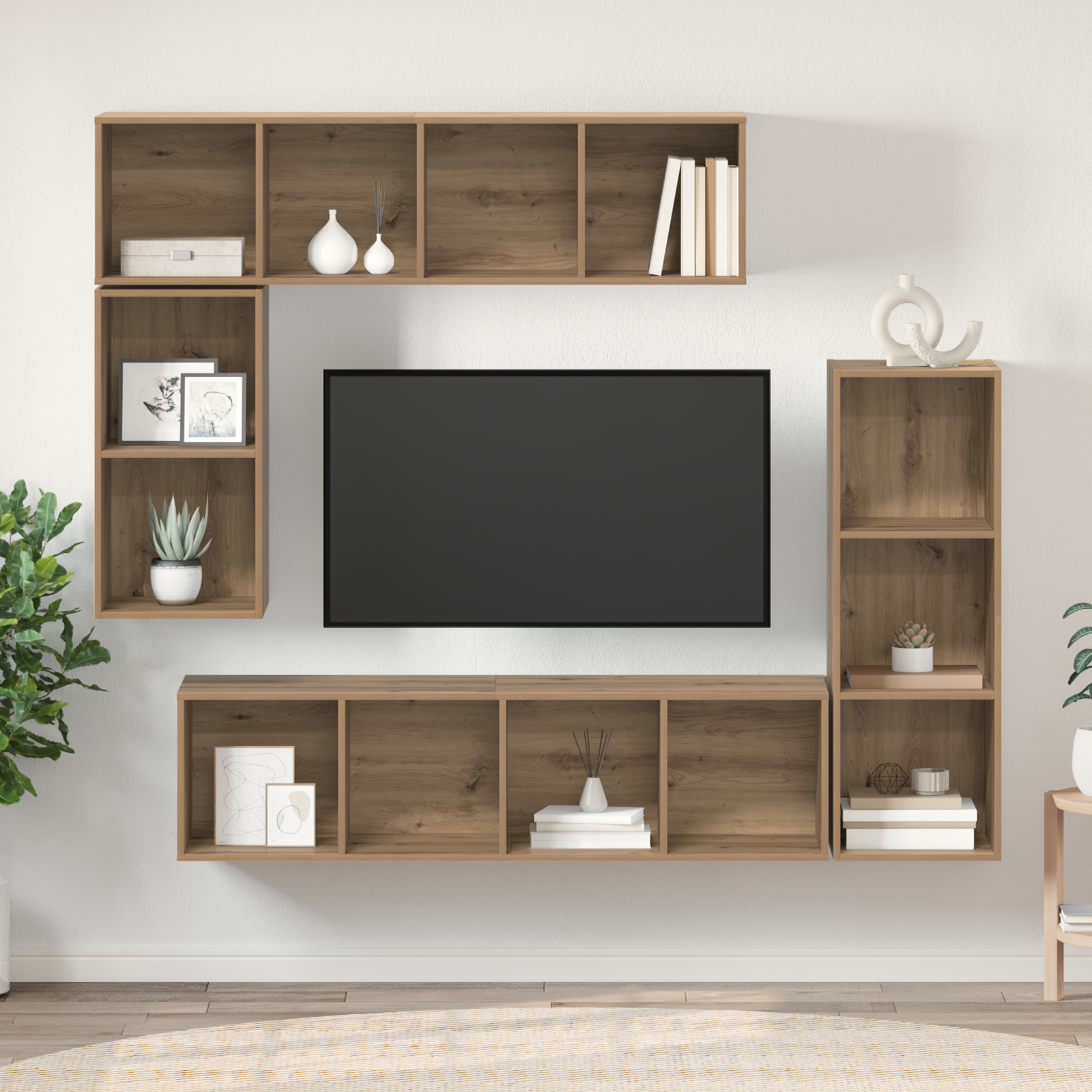 vidaXL Set comodă TV 4 pcs stejar artizanal 37 x 37 x 142.5 cm vidaXL Set comodă TV 4 pcs stejar artizanal 37 x 37 x 142.5 cm