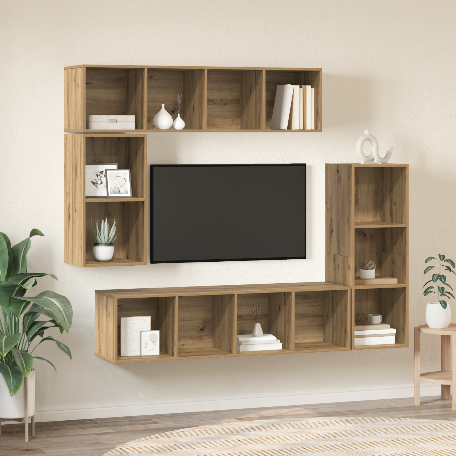 vidaXL Set comodă TV 4 pcs stejar artizanal 37 x 37 x 142.5 cm vidaXL Set comodă TV 4 pcs stejar artizanal 37 x 37 x 142.5 cm