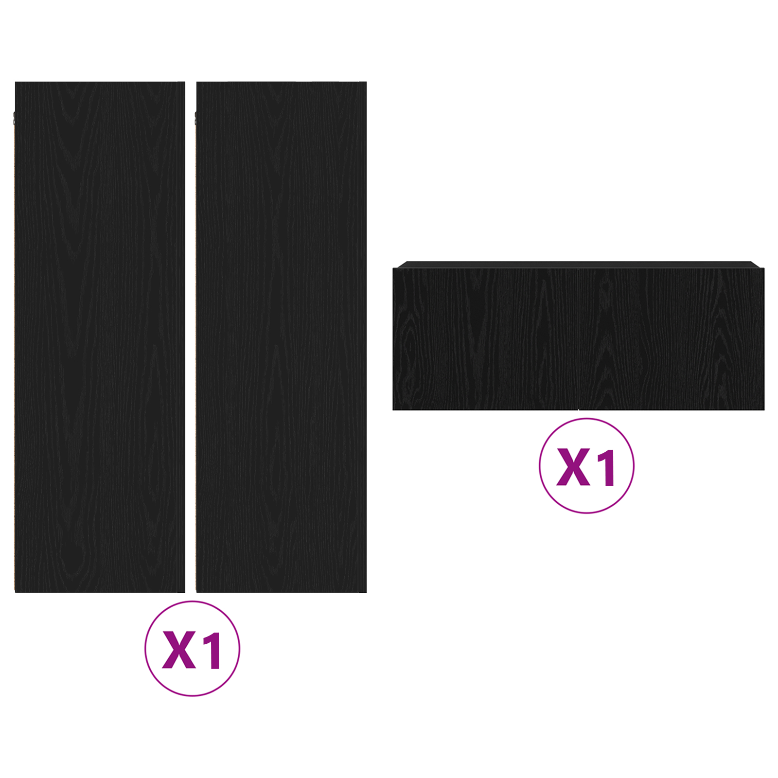 Set dulap TV vidaXL în 4 piese din lemn prelucrat stejar negru Set dulap TV vidaXL în 4 piese din lemn prelucrat stejar negru