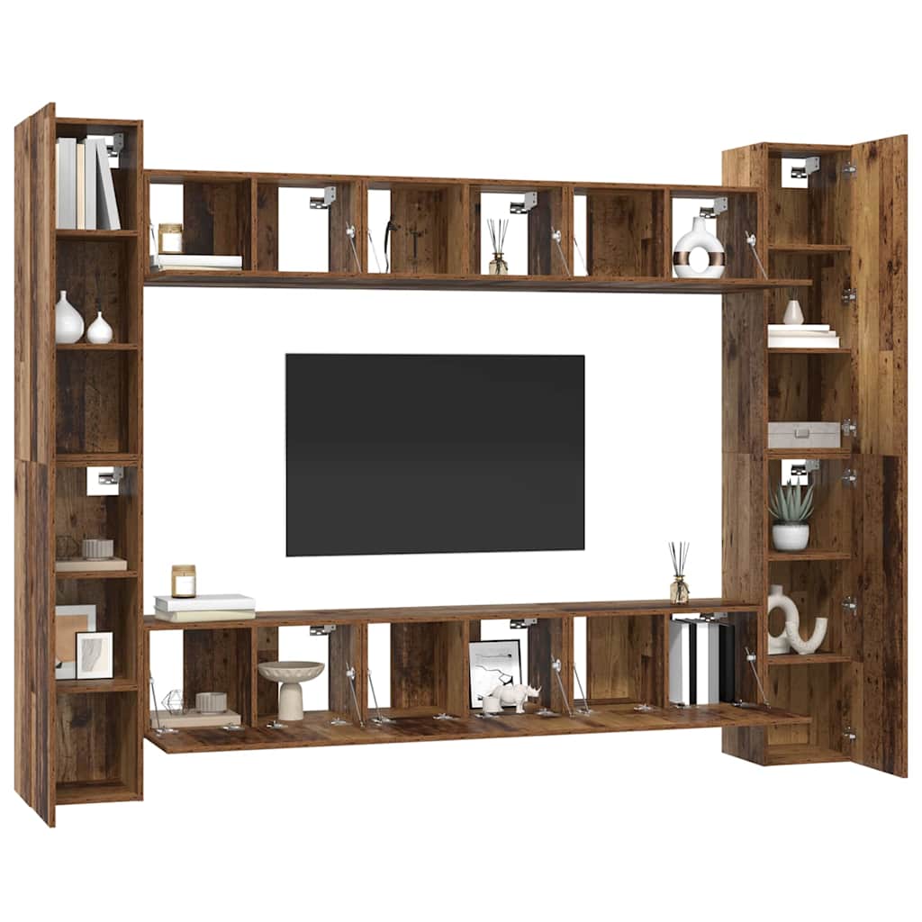 vidaXL Set comodă TV 10 pcs Lemn vechi 30.5 x 30 x 90 cm Lemn compozit vidaXL Set comodă TV 10 pcs Lemn vechi 30.5 x 30 x 90 cm Lemn compozit