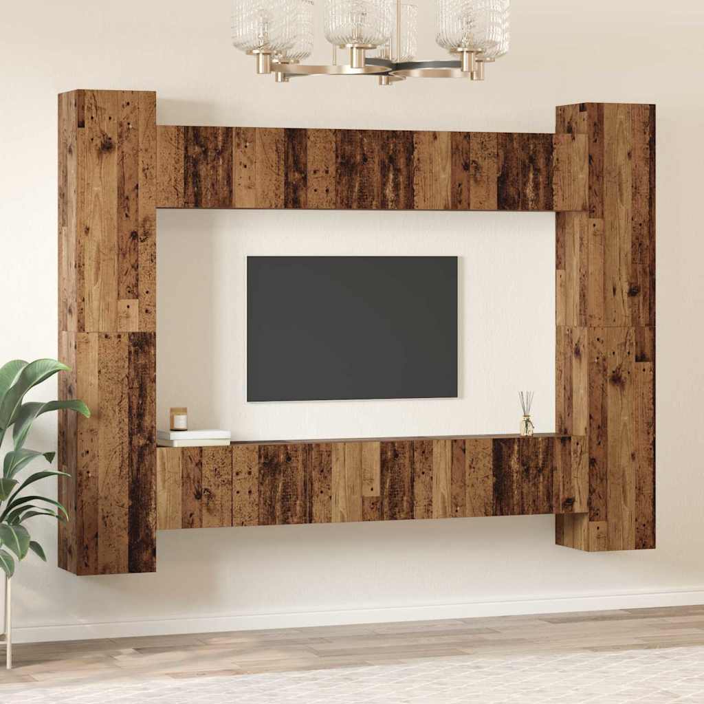 vidaXL Set comodă TV 10 pcs Lemn vechi 30.5 x 30 x 90 cm Lemn compozit vidaXL Set comodă TV 10 pcs Lemn vechi 30.5 x 30 x 90 cm Lemn compozit