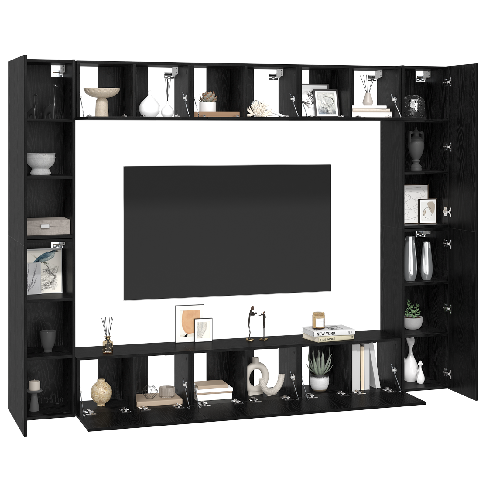 vidaXL Set comodă TV 10 pcs Stejar negru Mediu 30.5 x 30 x 90 cm vidaXL Set comodă TV 10 pcs Stejar negru Mediu 30.5 x 30 x 90 cm