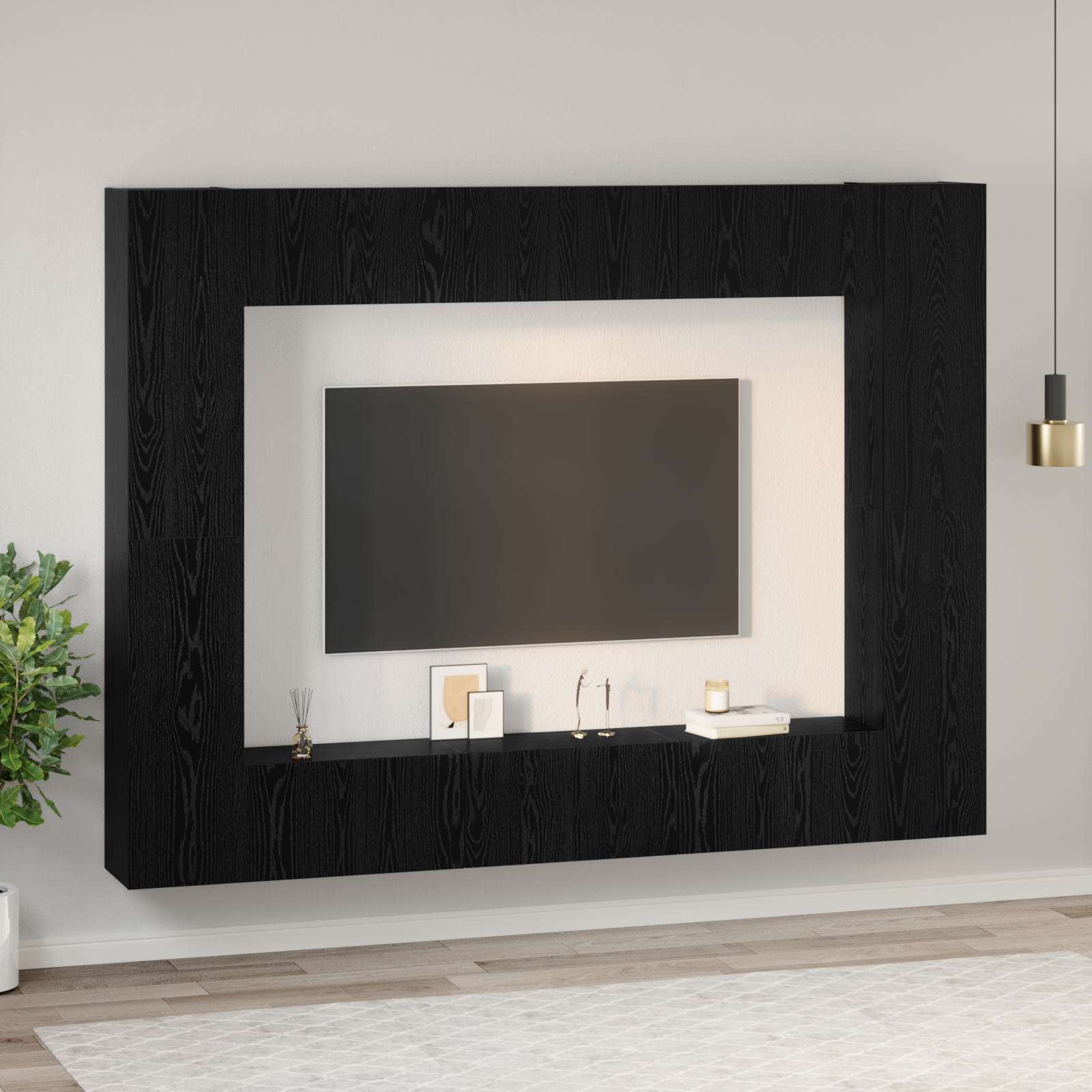 vidaXL Set comodă TV 10 pcs Stejar negru Mediu 30.5 x 30 x 90 cm vidaXL Set comodă TV 10 pcs Stejar negru Mediu 30.5 x 30 x 90 cm