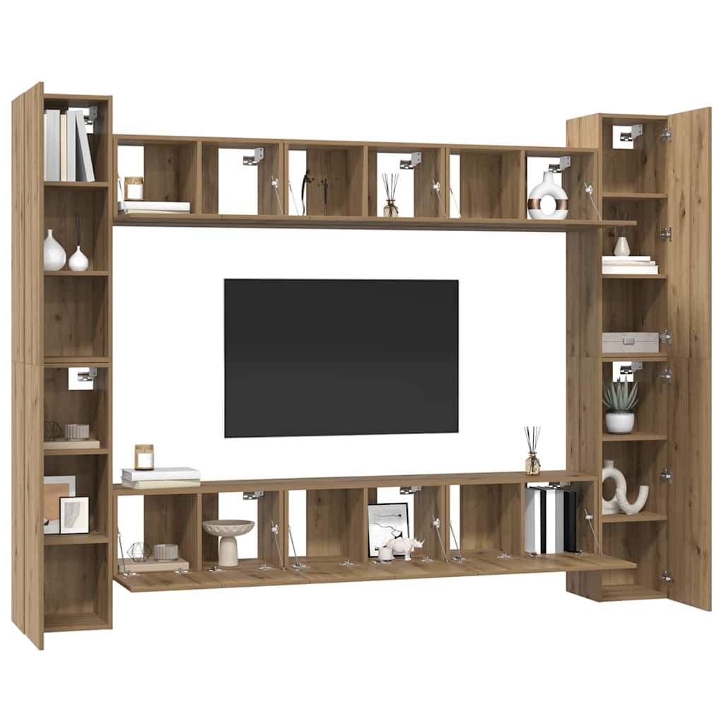vidaXL Set comodă TV 10 pcs stejar artizanal 30.5 x 30 x 90 cm vidaXL Set comodă TV 10 pcs stejar artizanal 30.5 x 30 x 90 cm