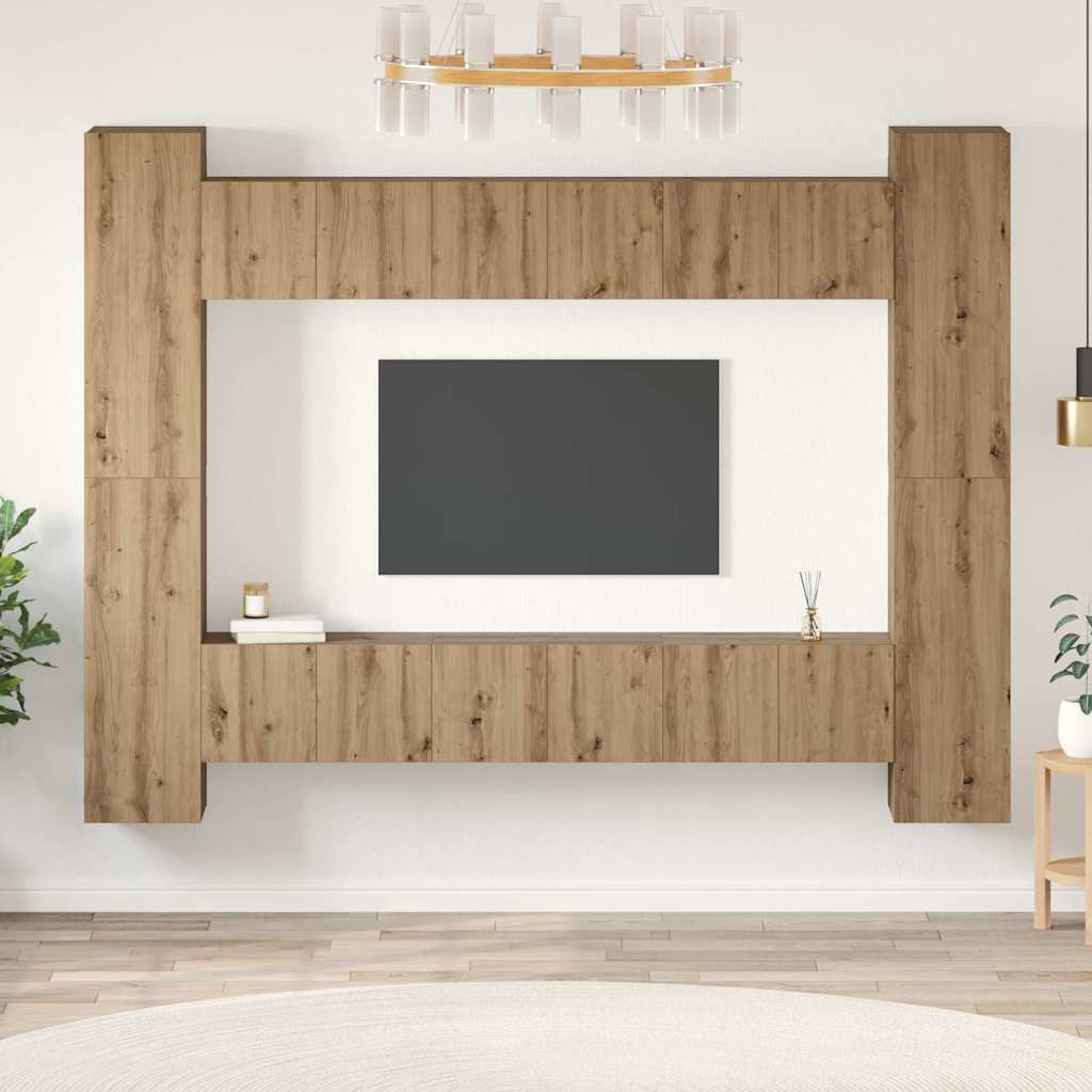 vidaXL Set comodă TV 10 pcs stejar artizanal 30.5 x 30 x 90 cm vidaXL Set comodă TV 10 pcs stejar artizanal 30.5 x 30 x 90 cm