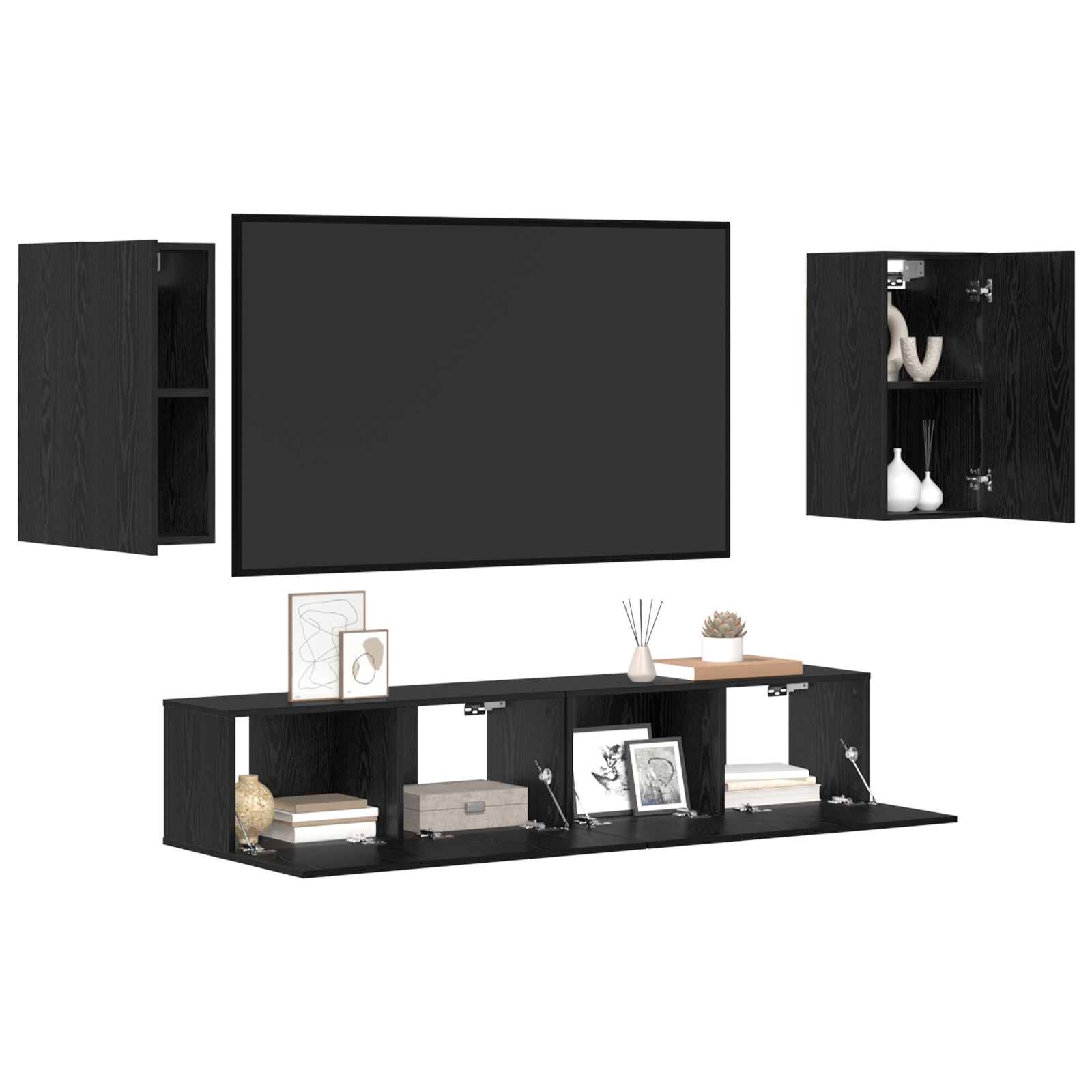 vidaXL Set comodă TV 4 pcs Stejar negru 80 x 30 x 30 cm Lemn compozit vidaXL Set comodă TV 4 pcs Stejar negru 80 x 30 x 30 cm Lemn compozit