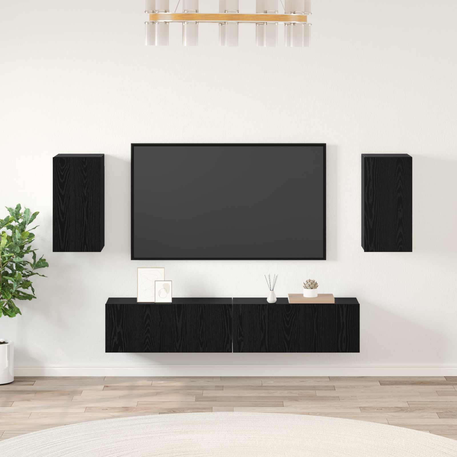 vidaXL Set comodă TV 4 pcs Stejar negru 80 x 30 x 30 cm Lemn compozit vidaXL Set comodă TV 4 pcs Stejar negru 80 x 30 x 30 cm Lemn compozit