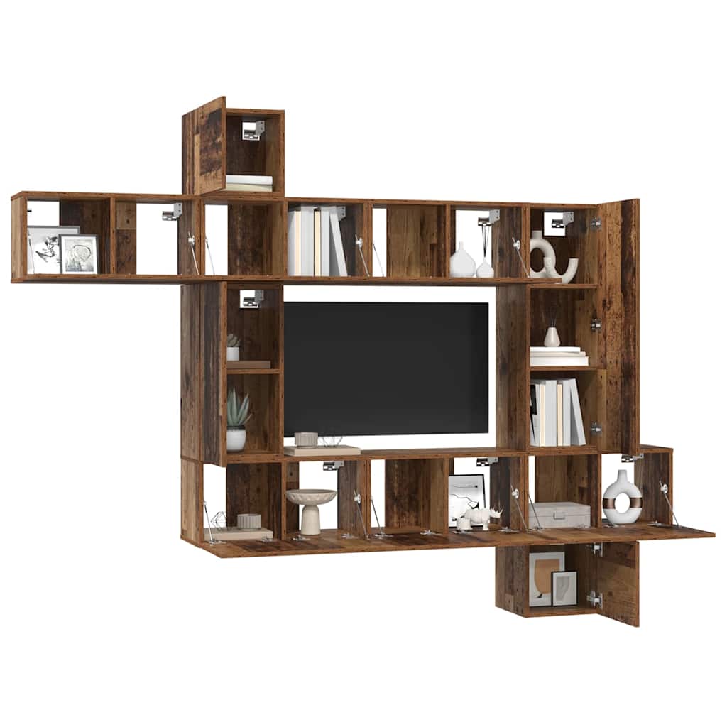 vidaXL Set comodă TV 10 pcs Lemn vechi 30.5 x 30 x 90 cm Lemn compozit vidaXL Set comodă TV 10 pcs Lemn vechi 30.5 x 30 x 90 cm Lemn compozit