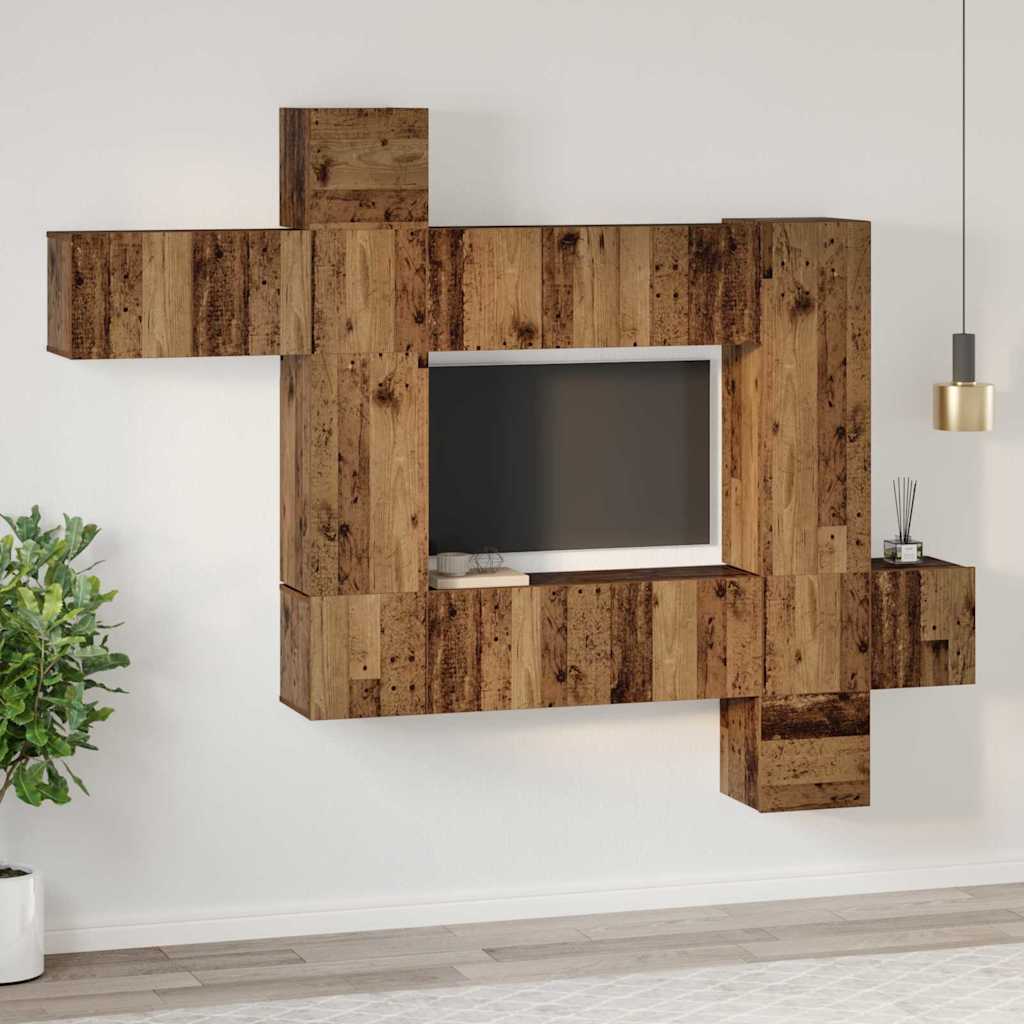 vidaXL Set comodă TV 10 pcs Lemn vechi 30.5 x 30 x 90 cm Lemn compozit vidaXL Set comodă TV 10 pcs Lemn vechi 30.5 x 30 x 90 cm Lemn compozit