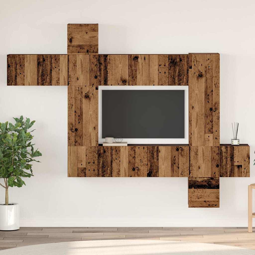 vidaXL Set comodă TV 10 pcs Lemn vechi 30.5 x 30 x 90 cm Lemn compozit vidaXL Set comodă TV 10 pcs Lemn vechi 30.5 x 30 x 90 cm Lemn compozit