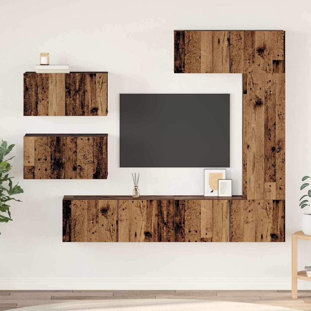 vidaXL Set comodă TV 6 pcs Lemn vechi 30.5 x 30 x 90 cm Lemn compozit vidaXL Set comodă TV 6 pcs Lemn vechi 30.5 x 30 x 90 cm Lemn compozit