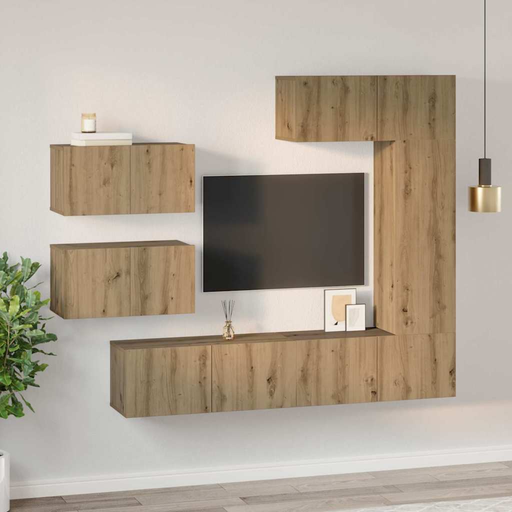 vidaXL Set comodă TV 6 pcs stejar artizanal 30.5 x 30 x 90 cm vidaXL Set comodă TV 6 pcs stejar artizanal 30.5 x 30 x 90 cm