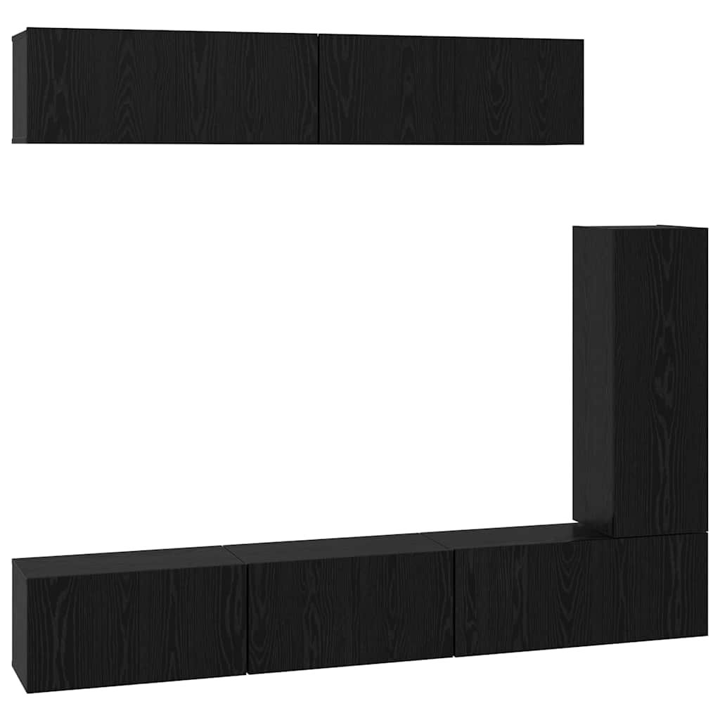 vidaXL Set comodă TV Pe perete 6 pcs Stejar negru 30.5 x 30 x 90 cm vidaXL Set comodă TV Pe perete 6 pcs Stejar negru 30.5 x 30 x 90 cm