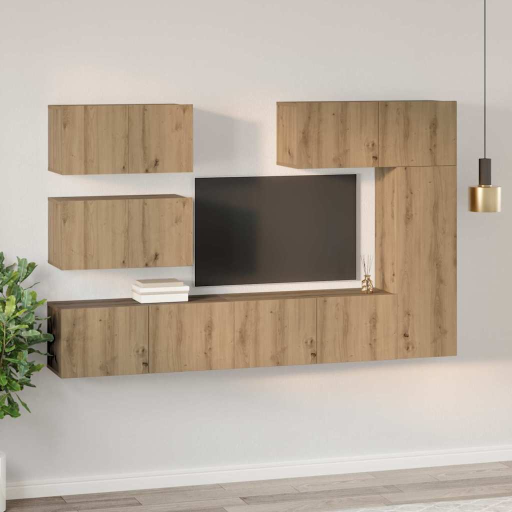 vidaXL Set comodă TV 6 pcs stejar artizanal 30.5 x 30 x 90 cm vidaXL Set comodă TV 6 pcs stejar artizanal 30.5 x 30 x 90 cm