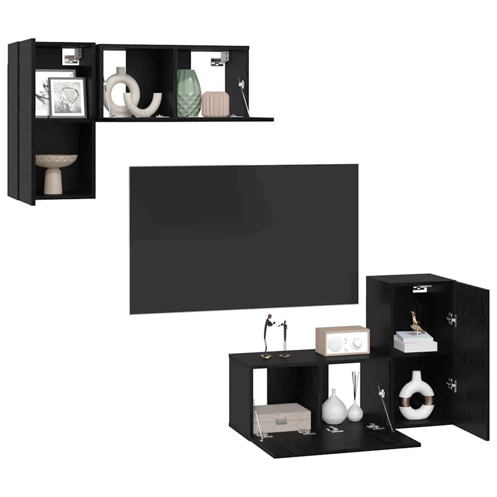 vidaXL Set comodă TV 4 pcs Stejar negru 60 x 30 x 30 cm Lemn compozit vidaXL Set comodă TV 4 pcs Stejar negru 60 x 30 x 30 cm Lemn compozit