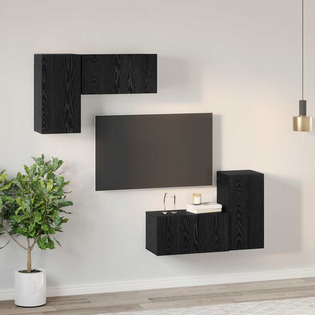 vidaXL Set comodă TV 4 pcs Stejar negru 60 x 30 x 30 cm Lemn compozit vidaXL Set comodă TV 4 pcs Stejar negru 60 x 30 x 30 cm Lemn compozit