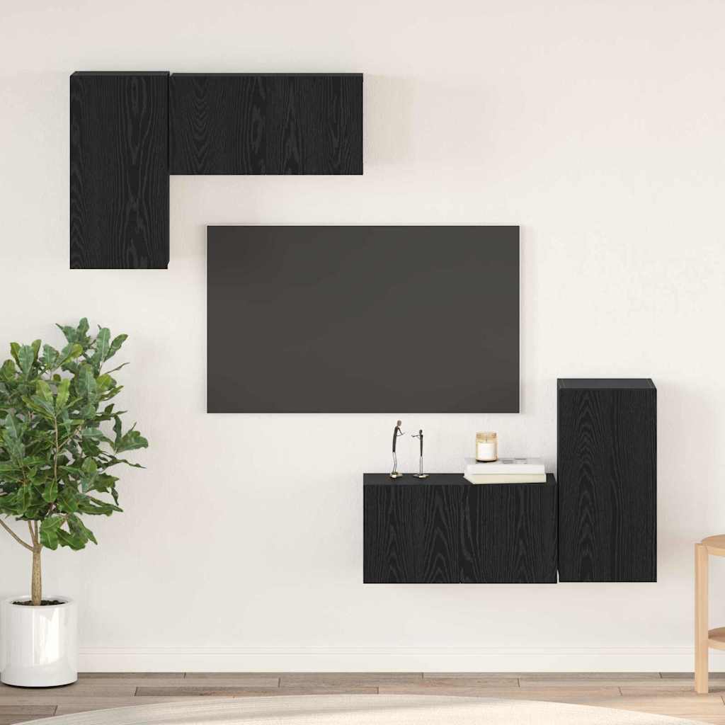 vidaXL Set comodă TV 4 pcs Stejar negru 60 x 30 x 30 cm Lemn compozit vidaXL Set comodă TV 4 pcs Stejar negru 60 x 30 x 30 cm Lemn compozit