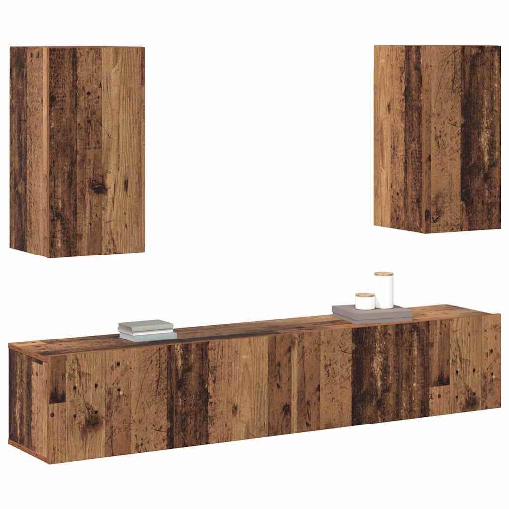 vidaXL Set comodă TV 4 pcs Lemn vechi 160 x 30 x 30 cm Lemn compozit vidaXL Set comodă TV 4 pcs Lemn vechi 160 x 30 x 30 cm Lemn compozit