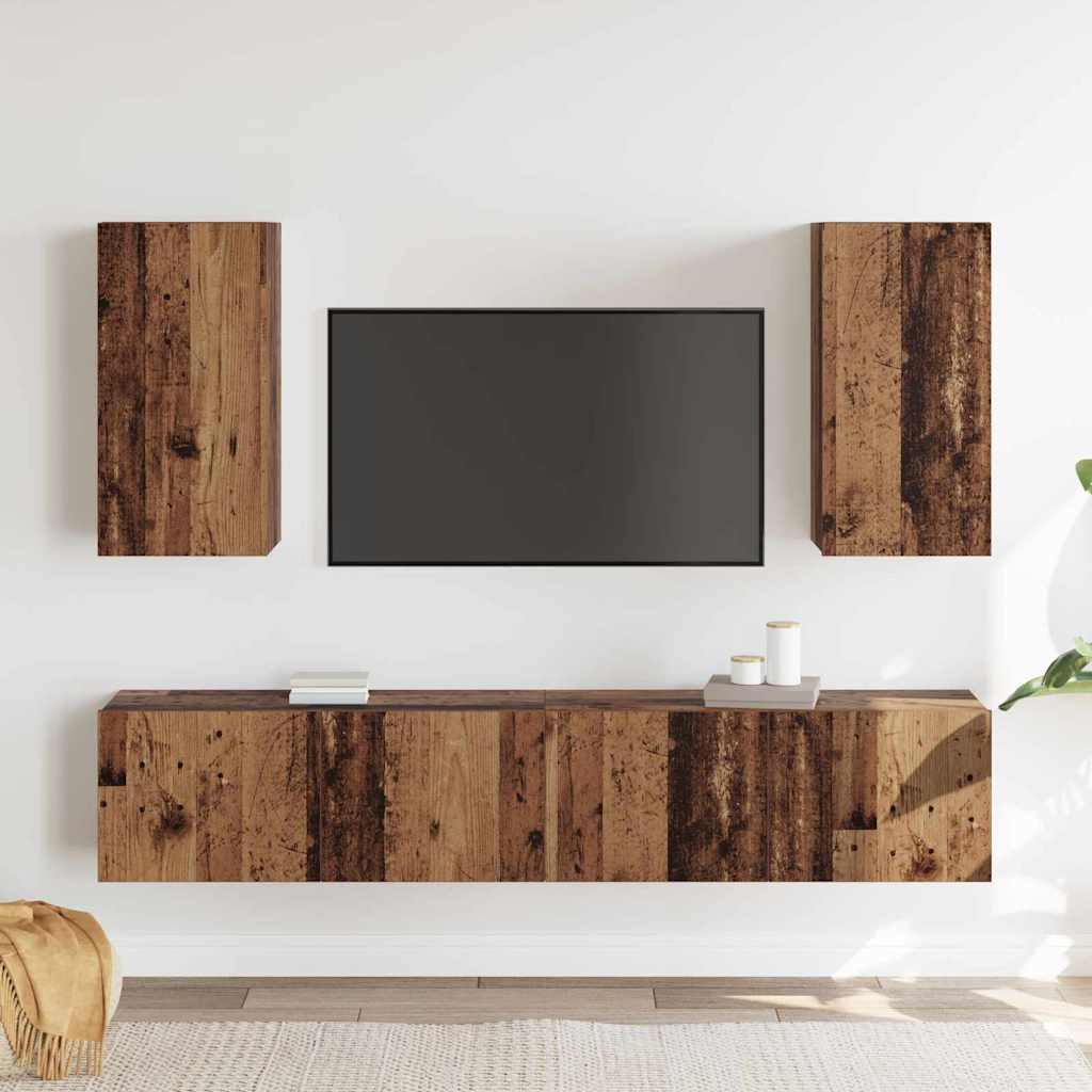vidaXL Set comodă TV 4 pcs Lemn vechi 160 x 30 x 30 cm Lemn compozit vidaXL Set comodă TV 4 pcs Lemn vechi 160 x 30 x 30 cm Lemn compozit