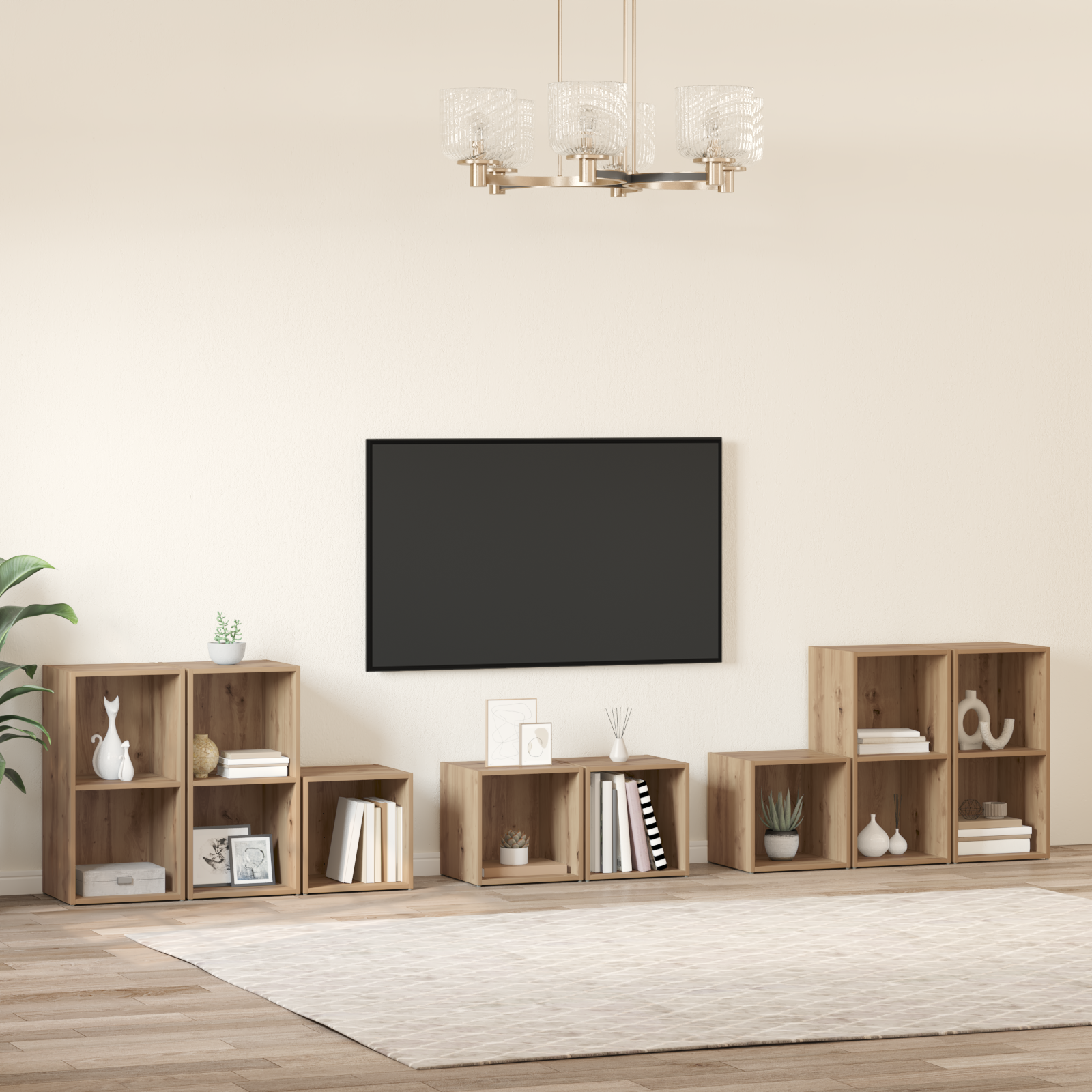 vidaXL Set dulap TV 8 pcs Stejar Artizanal 37 x 35 x 72 cm vidaXL Set dulap TV 8 pcs Stejar Artizanal 37 x 35 x 72 cm