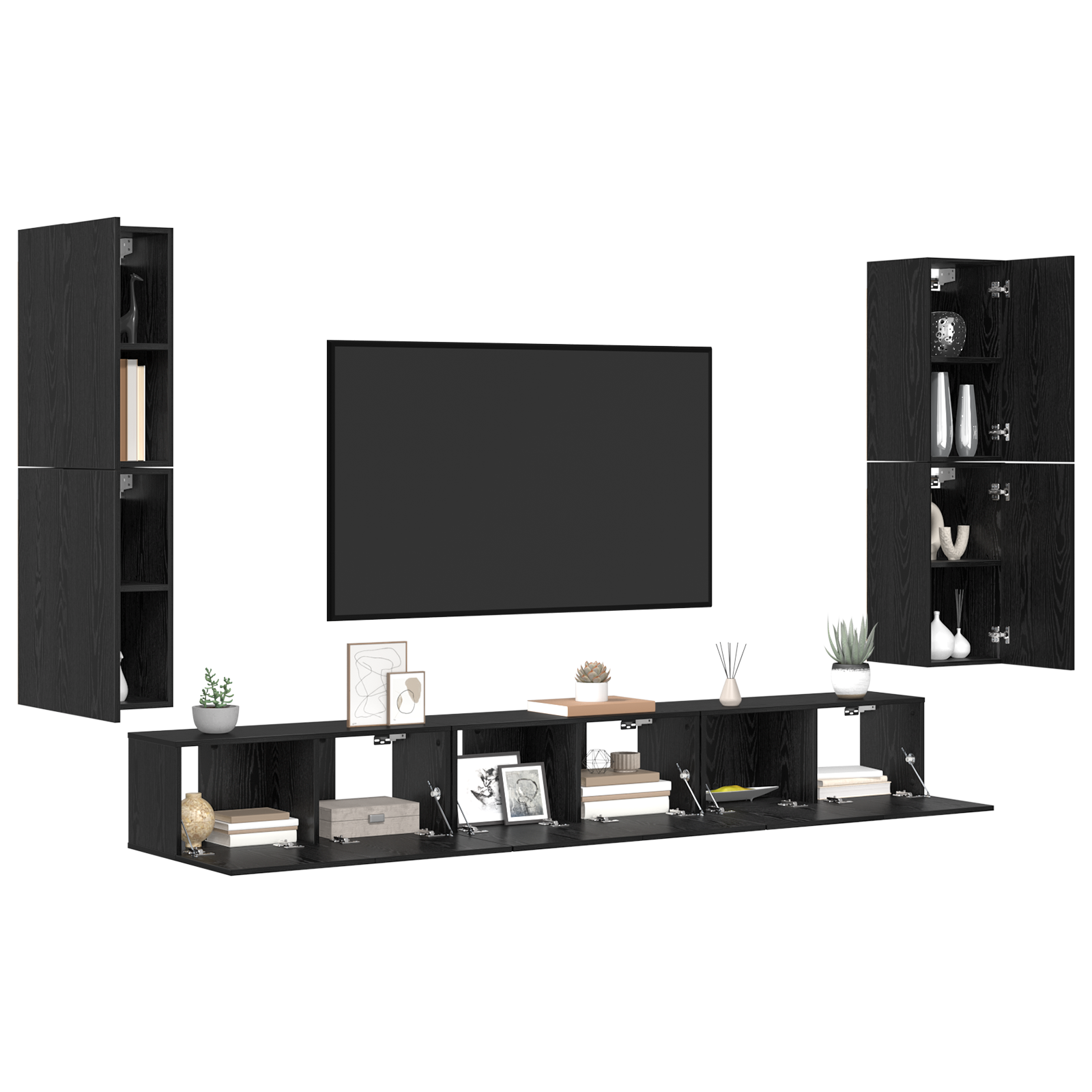 vidaXL Set comodă TV 5 pcs Stejar negru Lemn compozit vidaXL Set comodă TV 5 pcs Stejar negru Lemn compozit