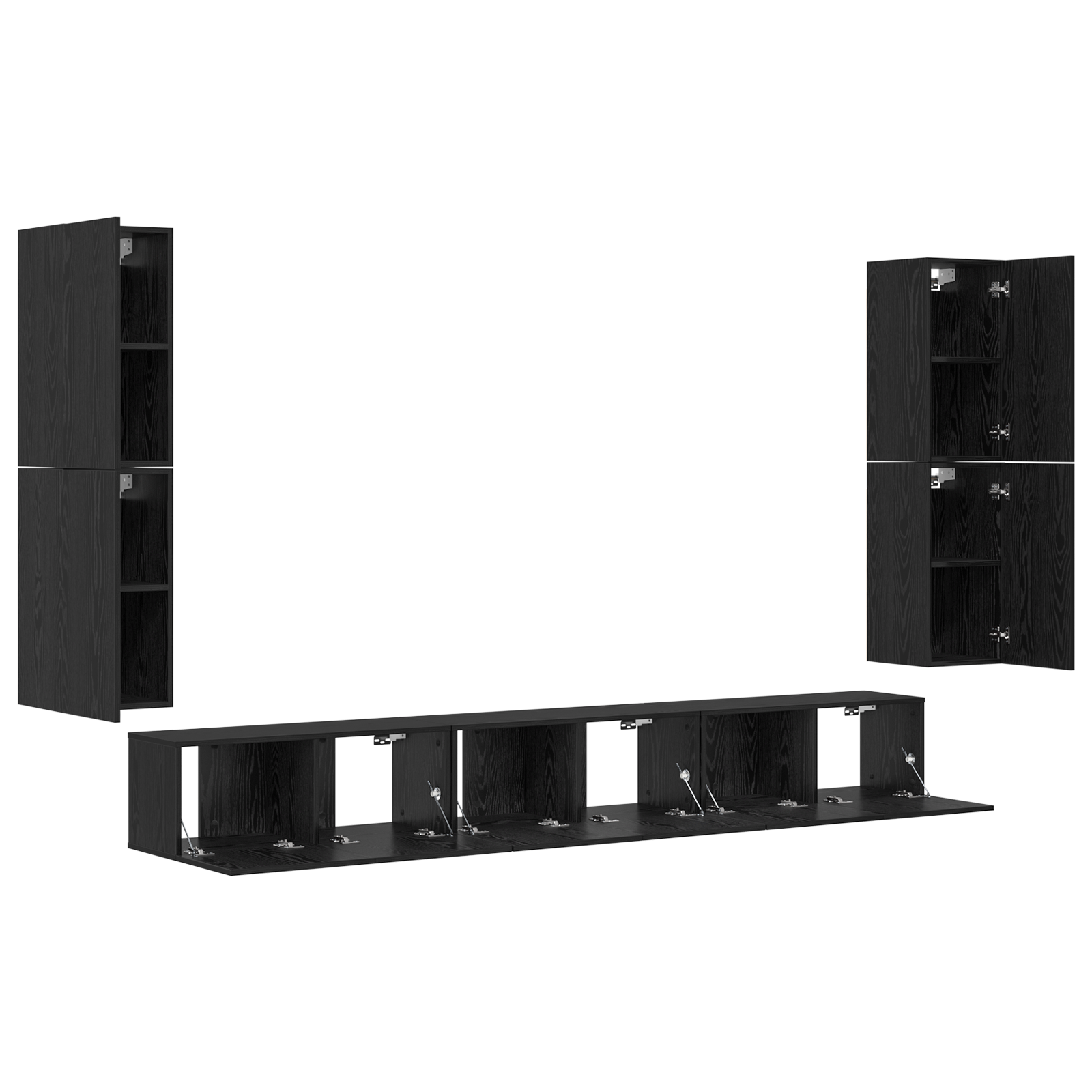 vidaXL Set comodă TV 5 pcs Stejar negru Lemn compozit vidaXL Set comodă TV 5 pcs Stejar negru Lemn compozit